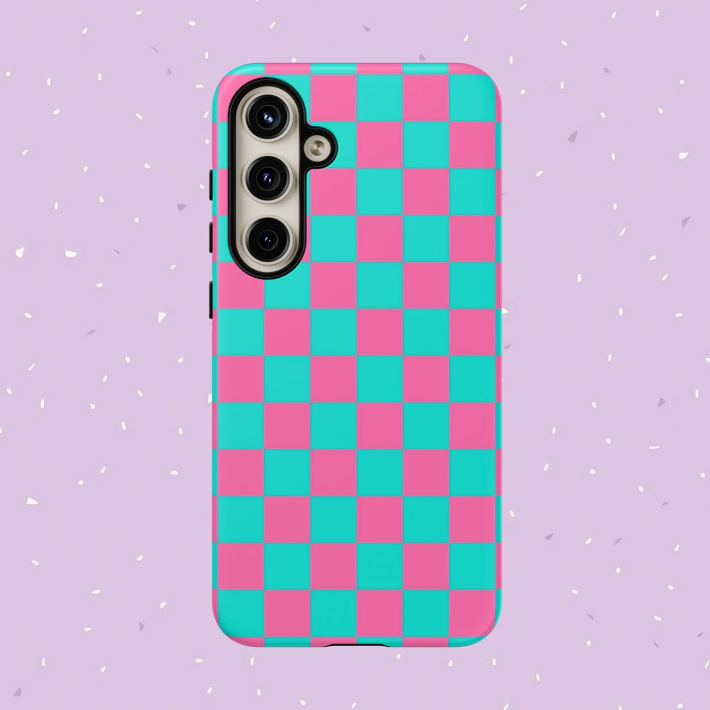 Hot Pink And Teal Checker Pattern Tough Case for iPhone, Galaxy Phones and Google Pixel