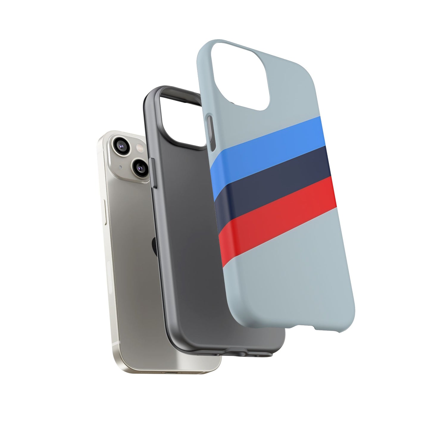 Gray Tough Case For iPhone, Samsung Galaxy and Google Pixel, Blue & Red Stripe