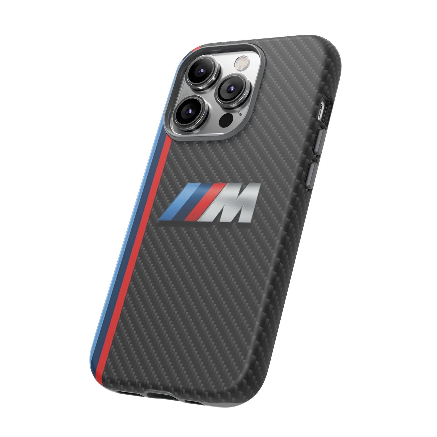 Phone Case - Black Tough Case for iPhones, Galaxy, Pixel, Blue And Red Stripes, BMW M Series