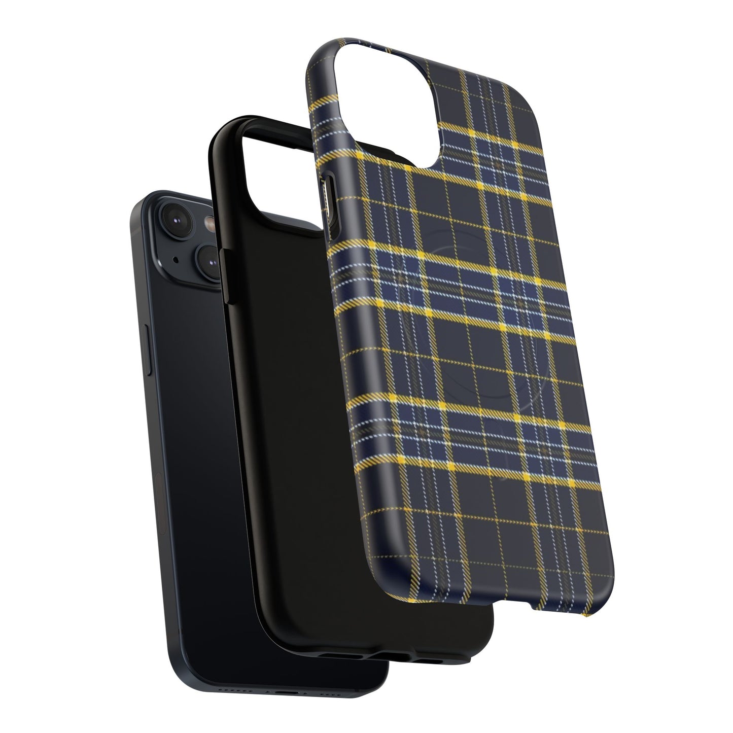 Navy Yellow Plaid Phone Case Tough Magnetic Case | Plaid iPhone Cover