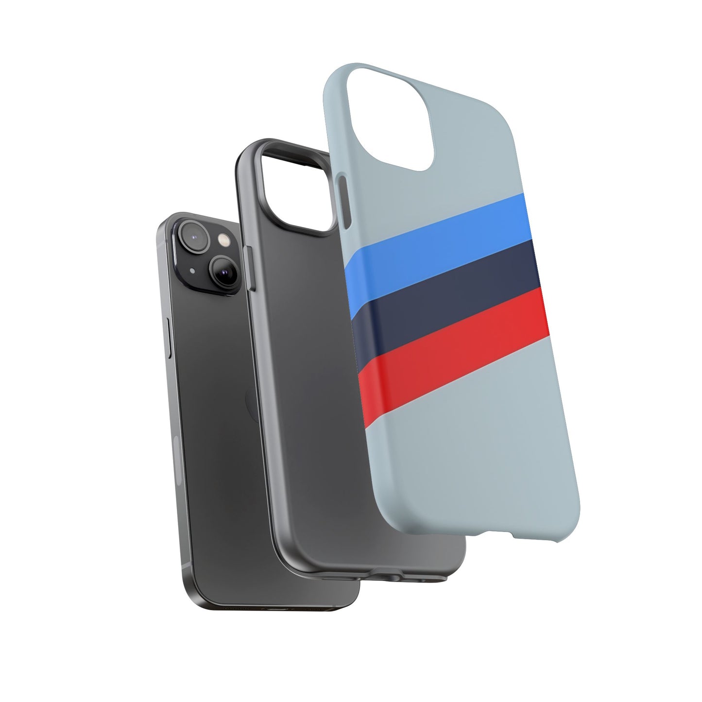 Gray Tough Case For iPhone, Samsung Galaxy and Google Pixel, Blue & Red Stripe