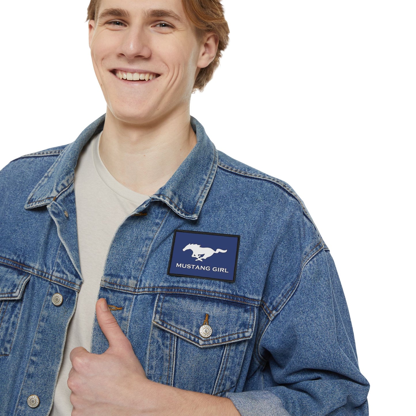 Mustang Girl Blue Iron-On Patches,  Motorsports Ford Owner Accent