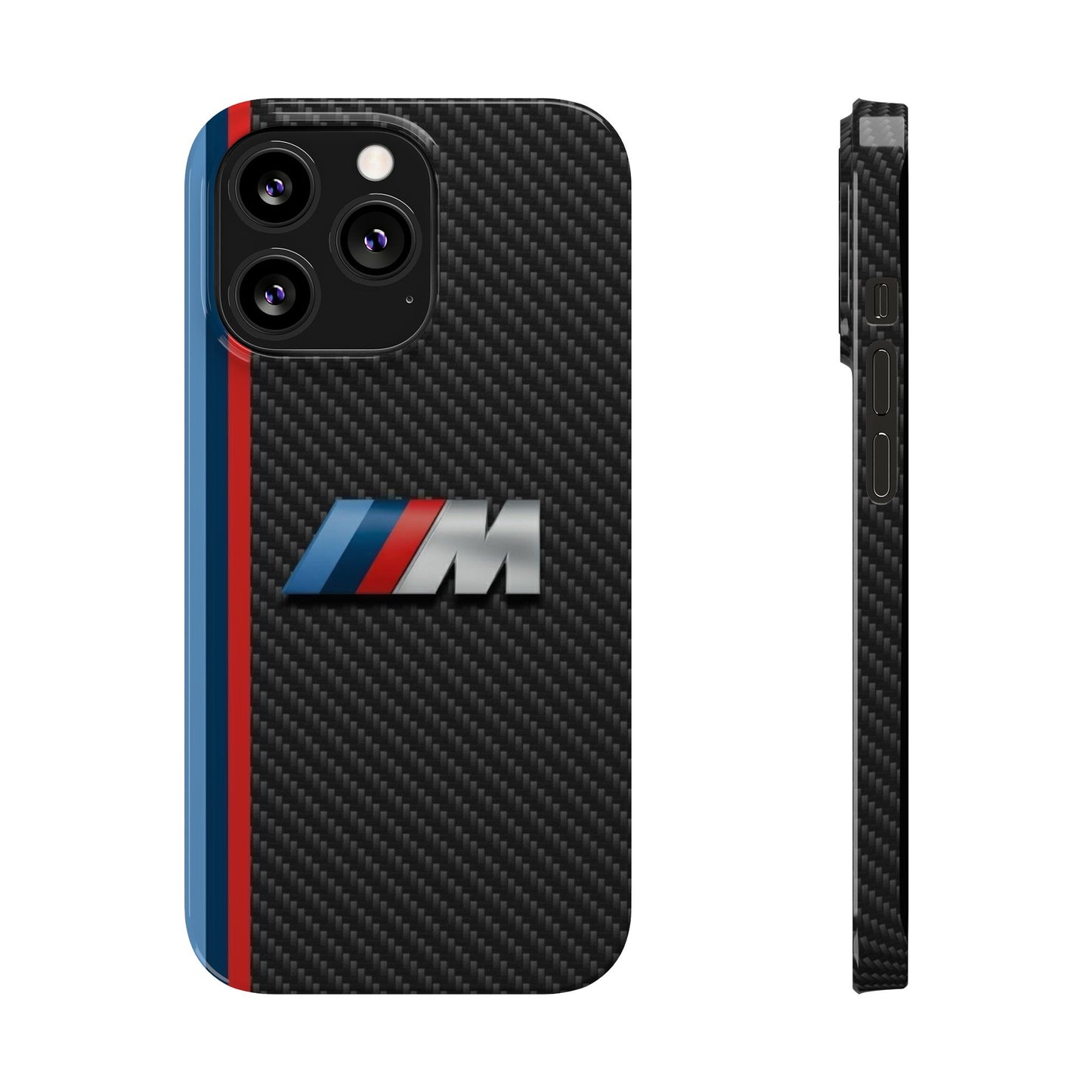 Black iPhone Slim Case, Blue And Red Stripes, BMW M Series