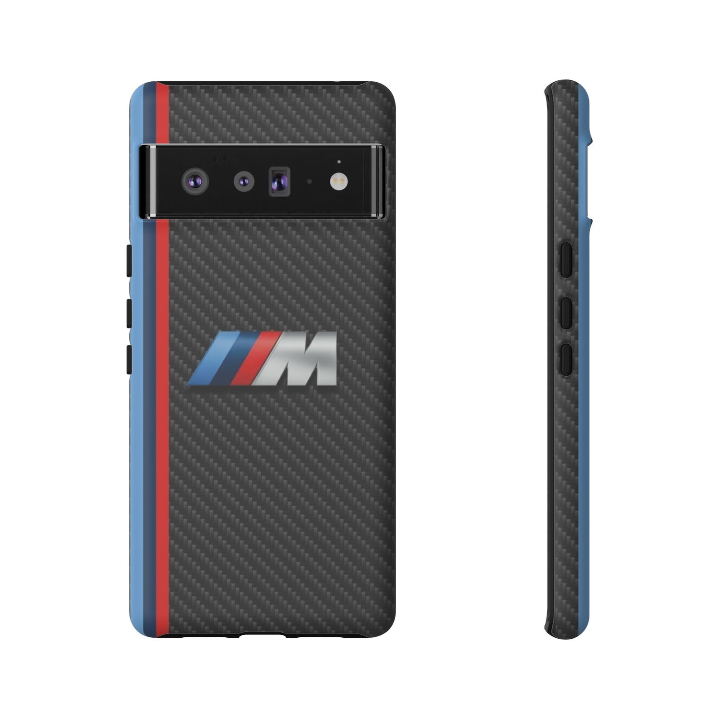 Phone Case - Black Tough Case for iPhones, Galaxy, Pixel, Blue And Red Stripes, BMW M Series