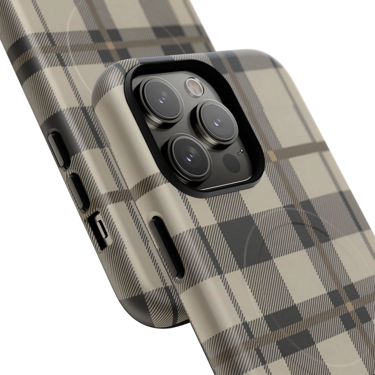 Neutral Plaid Phone Case Tough Magnetic Case | Beige Tartan Gift Idea