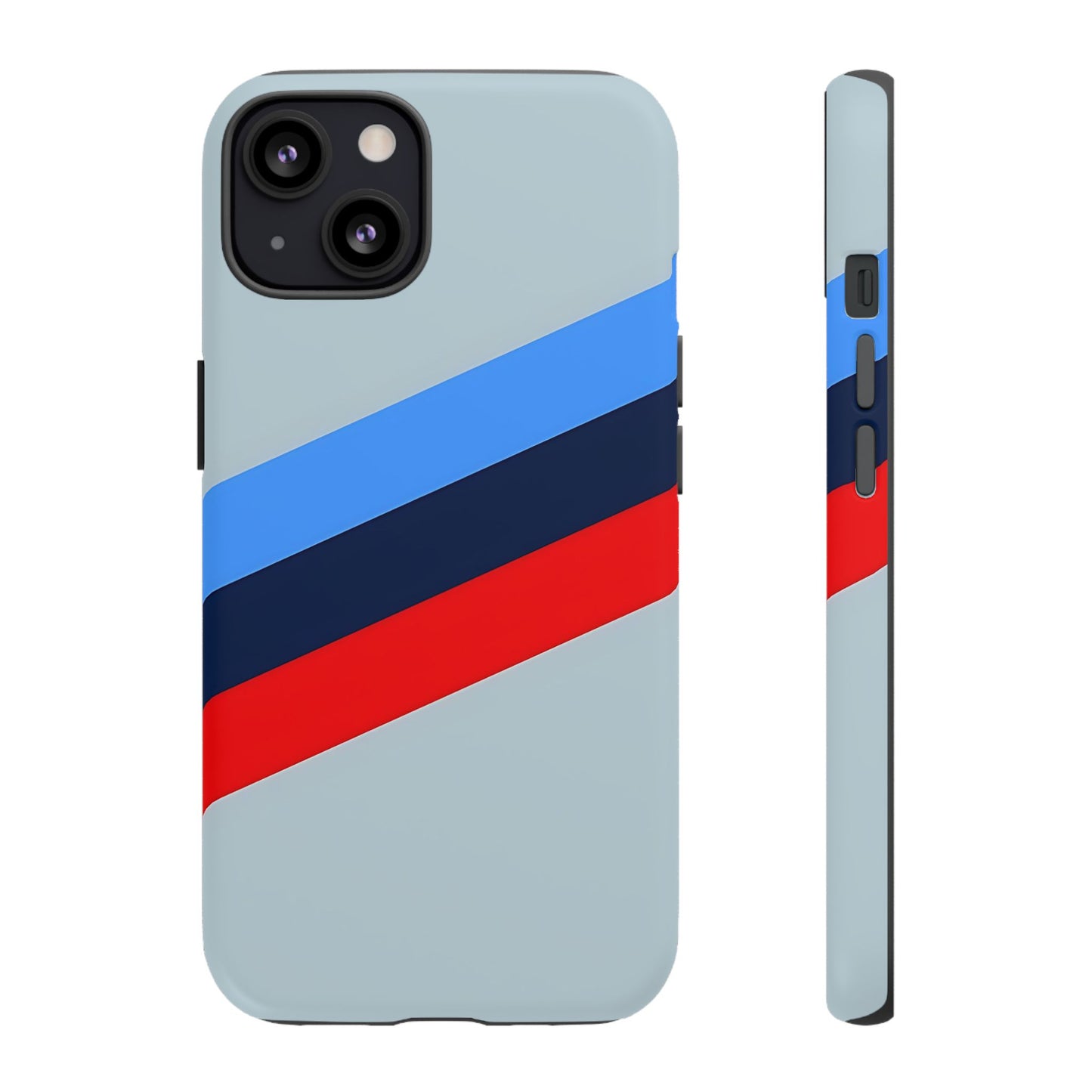 Gray Tough Case For iPhone, Samsung Galaxy and Google Pixel, Blue & Red Stripe