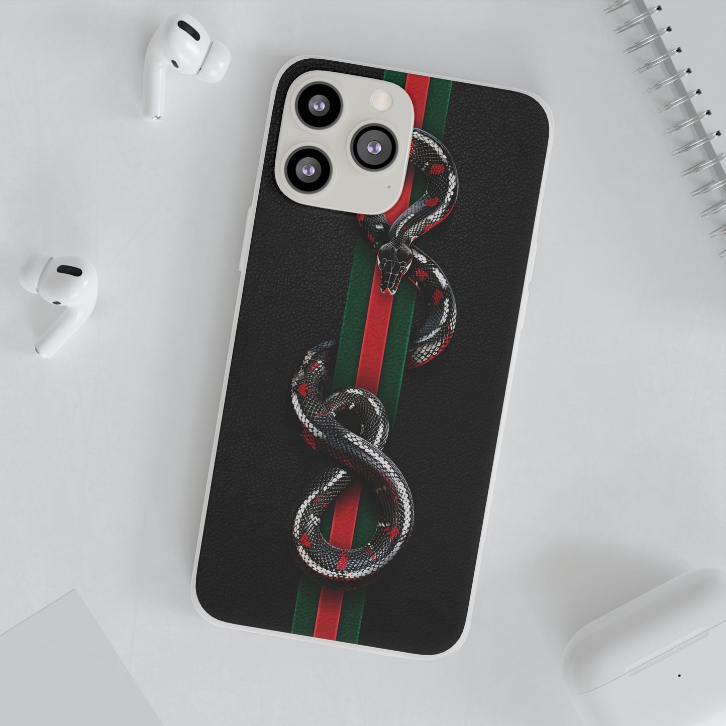 Green and Red Stripes Snake TPU Flexi Cases For iPhones And Samsung Galaxy
