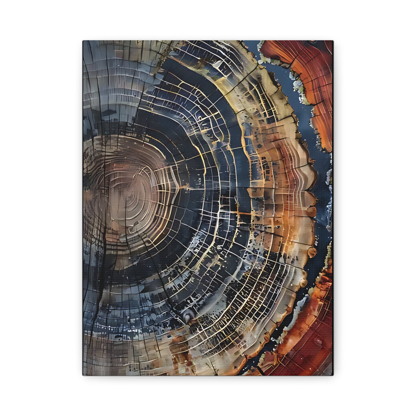 Canvas Print, Tree Ring Wall Art, Modern Farmhouse Decor, Abstract Colorful