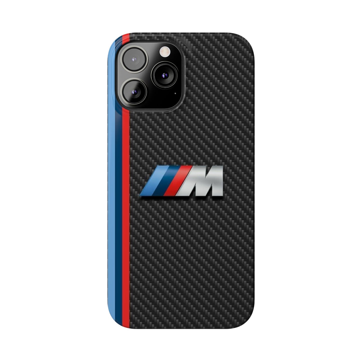 Black iPhone Slim Case, Blue And Red Stripes, BMW M Series