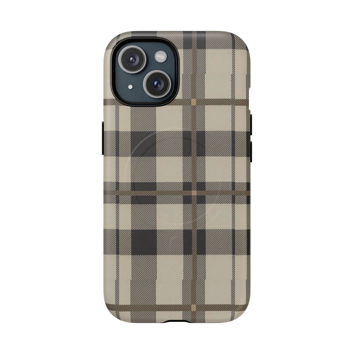 Neutral Plaid Phone Case Tough Magnetic Case | Beige Tartan Gift Idea
