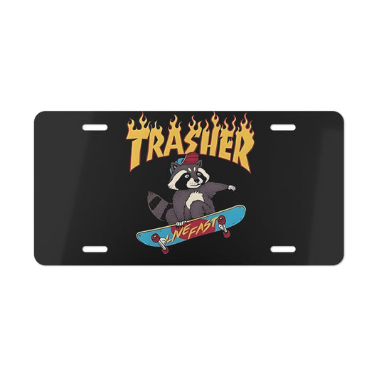 Trasher Custom Vanity Plate, Skate Board Graphic Car Decor, License Plate,