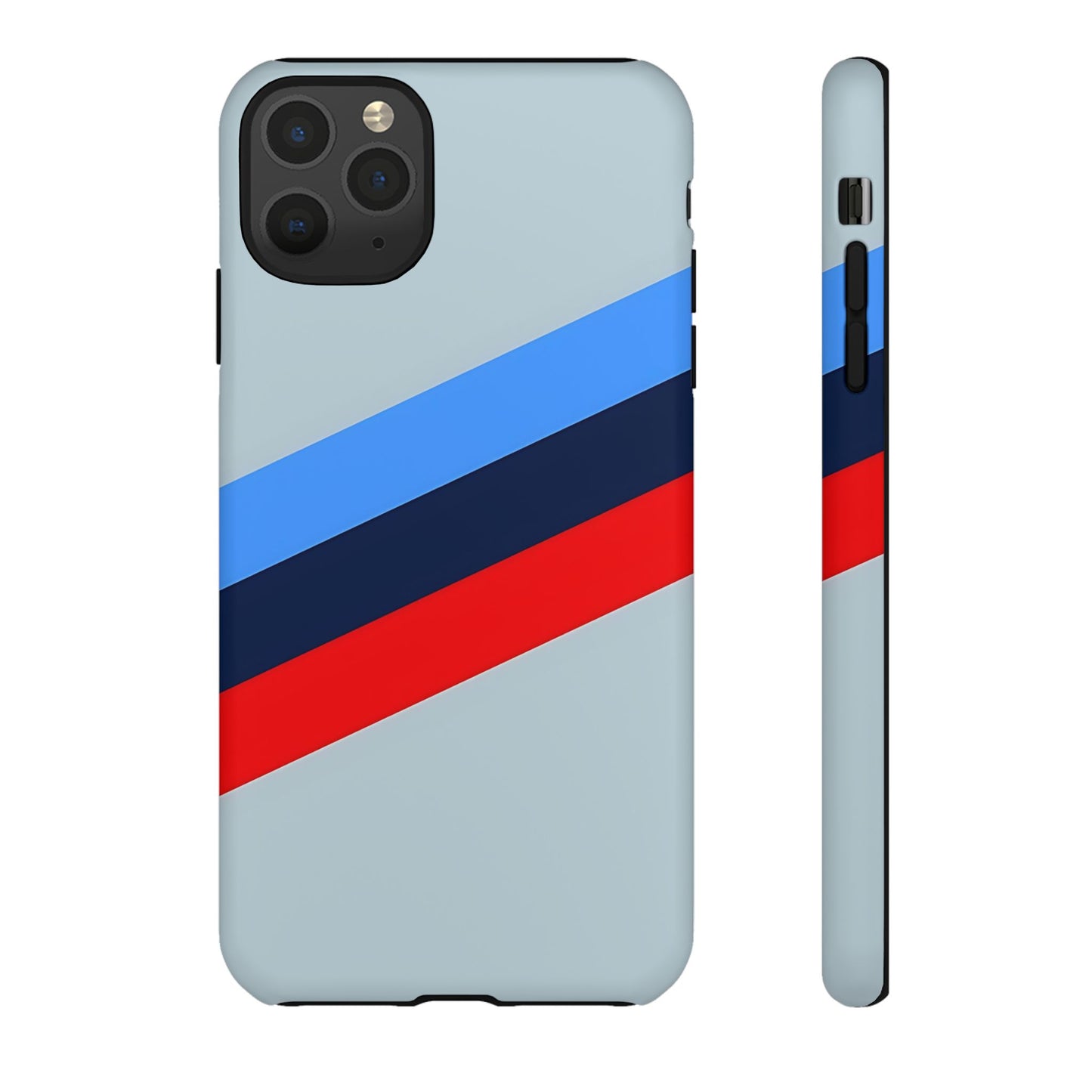 Gray Tough Case For iPhone, Samsung Galaxy and Google Pixel, Blue & Red Stripe