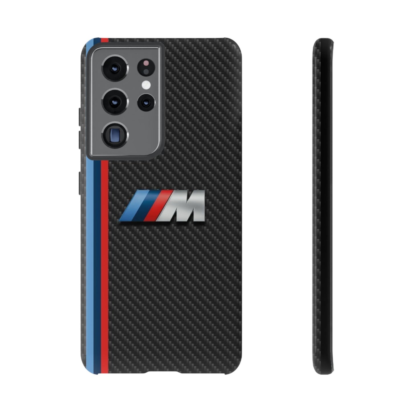 Phone Case - Black Tough Case for iPhones, Galaxy, Pixel, Blue And Red Stripes, BMW M Series