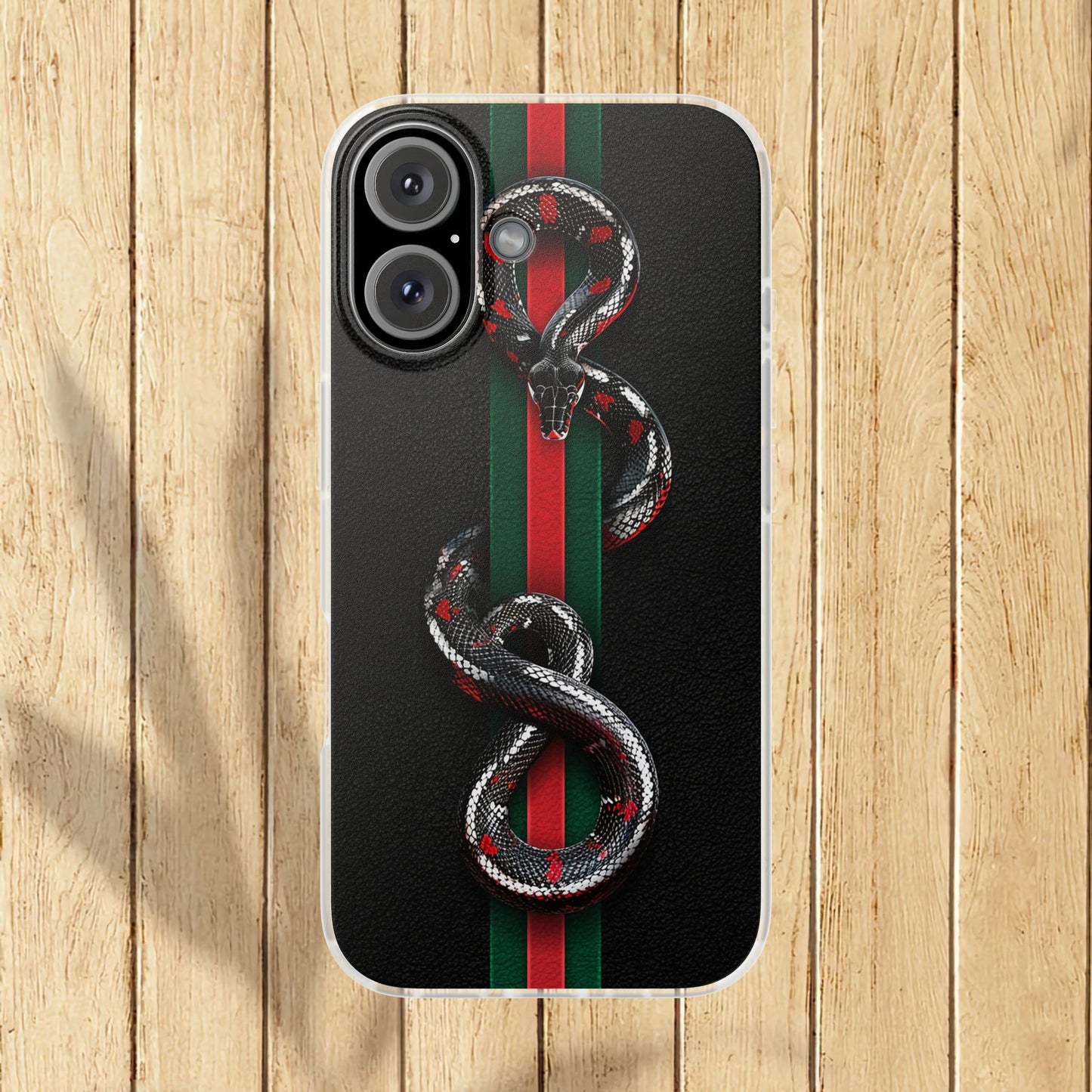 Green and Red Stripes Snake TPU Flexi Cases For iPhones And Samsung Galaxy