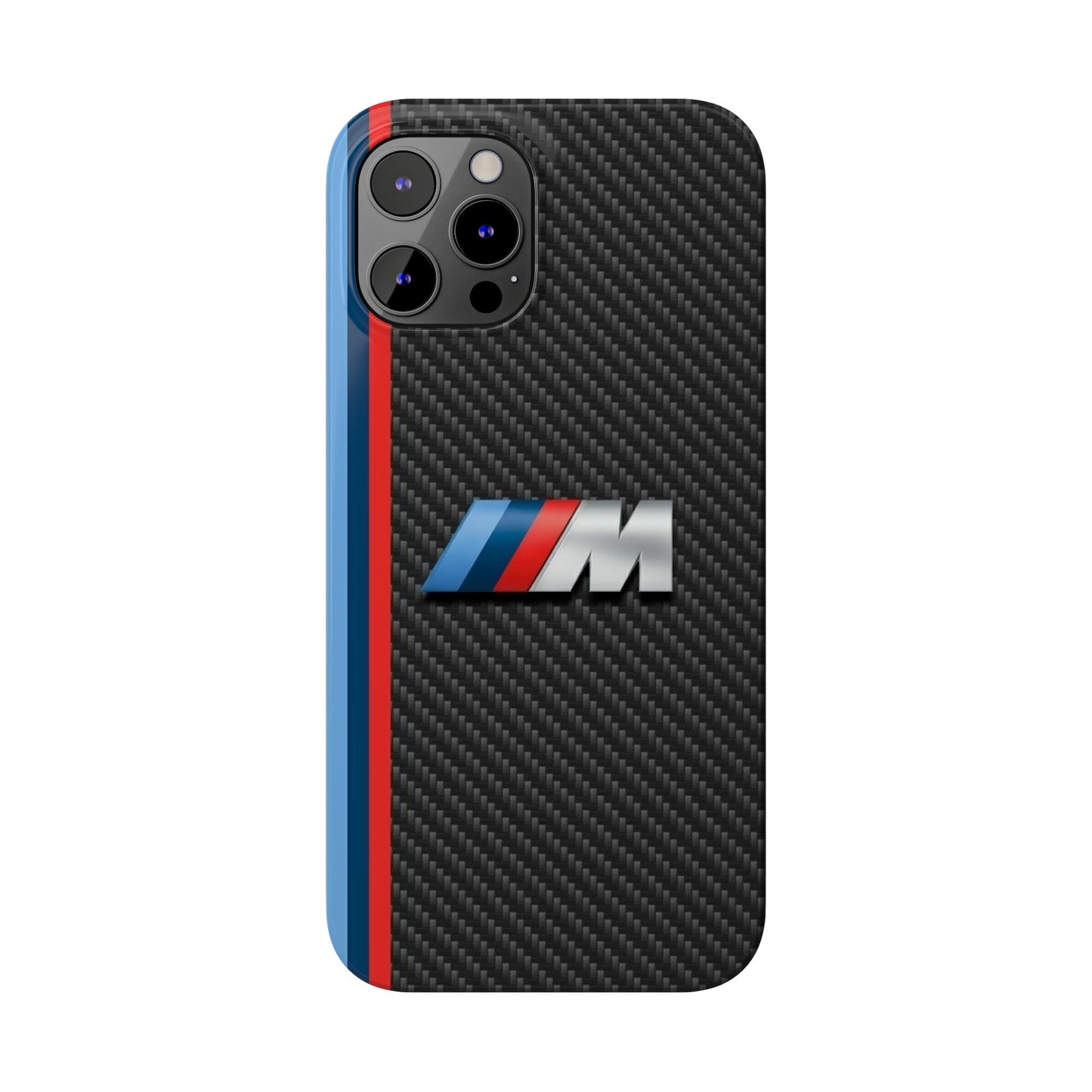 Black iPhone Slim Case, Blue And Red Stripes, BMW M Series