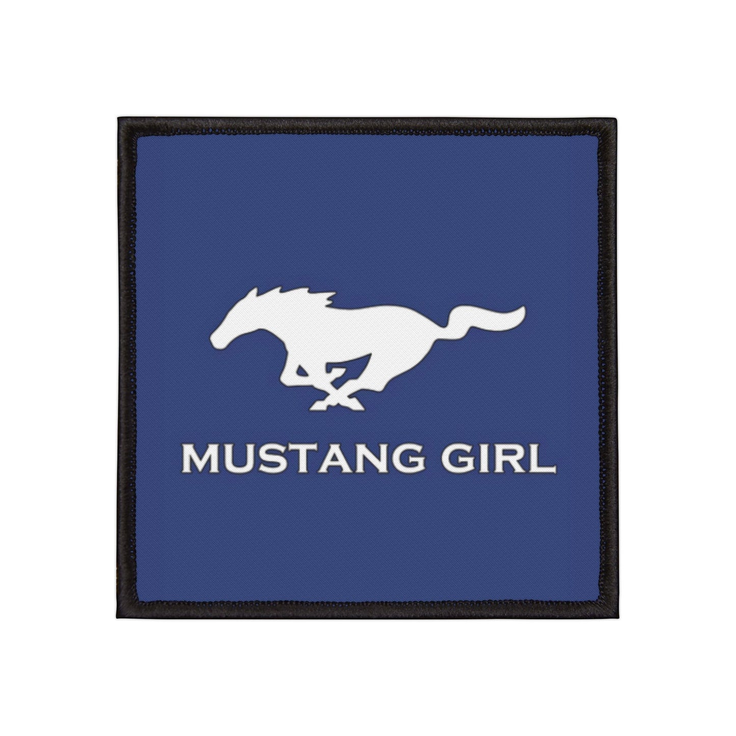 Mustang Girl Blue Iron-On Patches,  Motorsports Ford Owner Accent