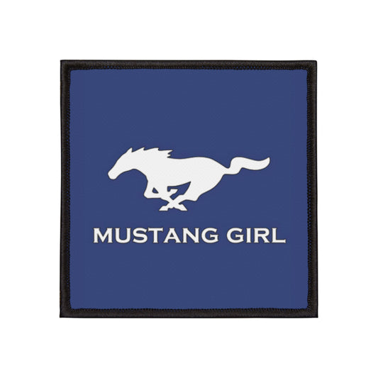 Mustang Girl Blue Iron-On Patches,  Motorsports Ford Owner Accent