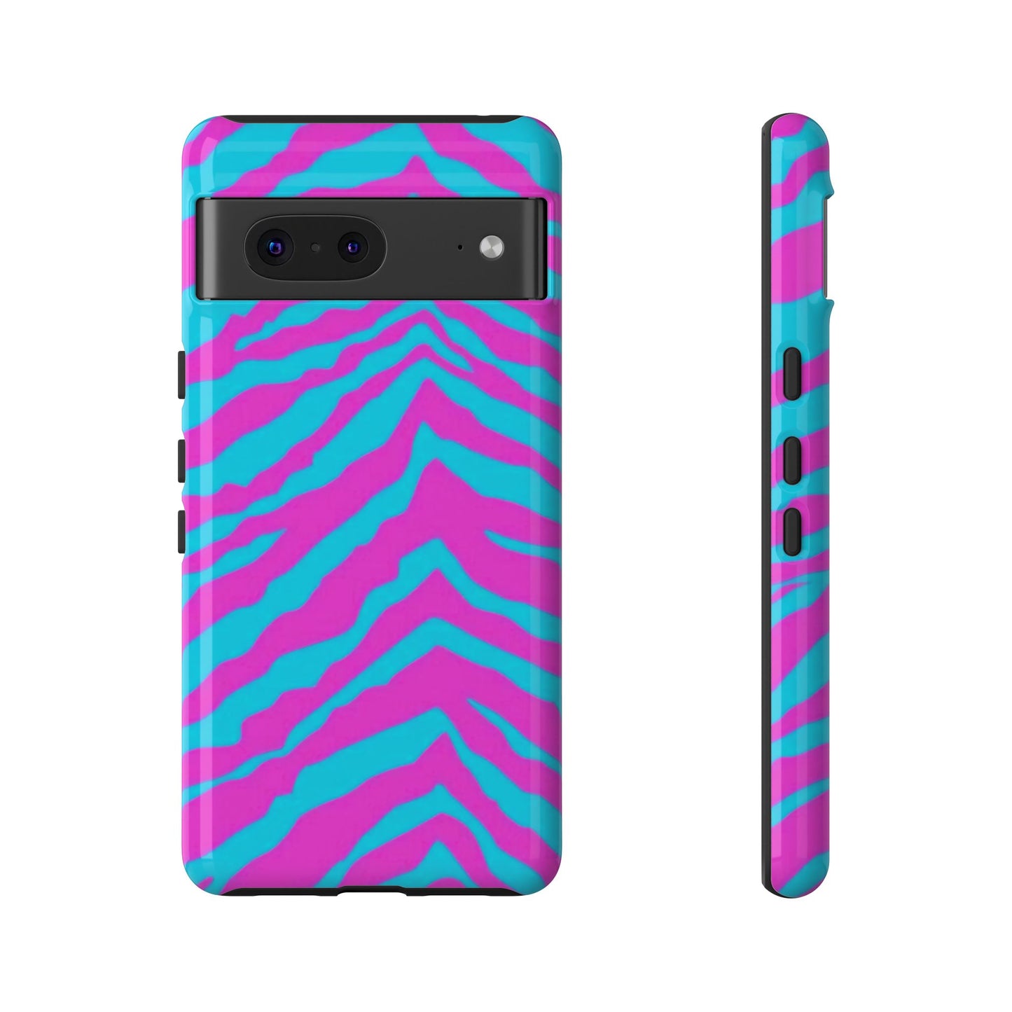 Animal Print Hot Pink And Teal Tough Case for iPhone, Galaxy and Google Pixel