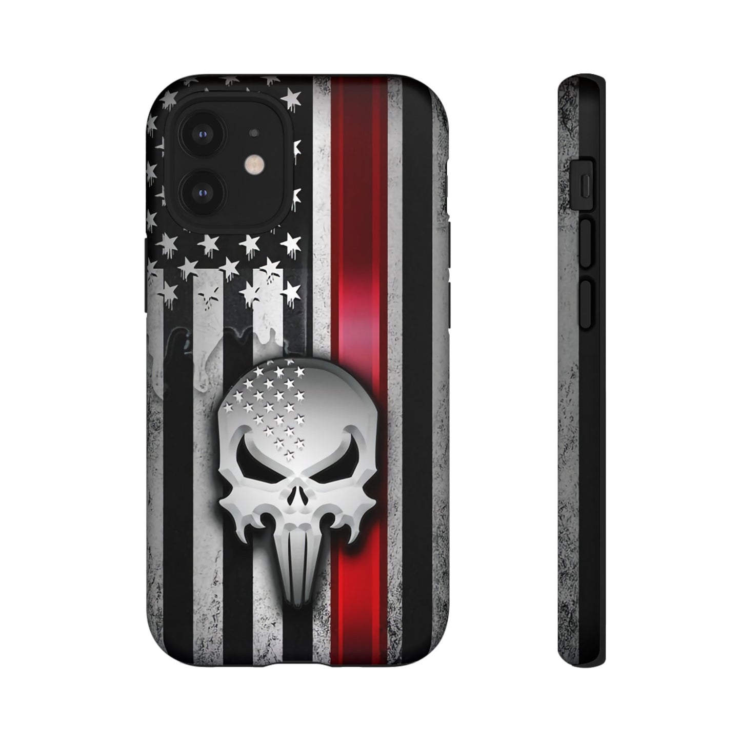 Tough Cases For iPhone, Galaxy and Pixel,  Thin Red Line, Jake Skull Design