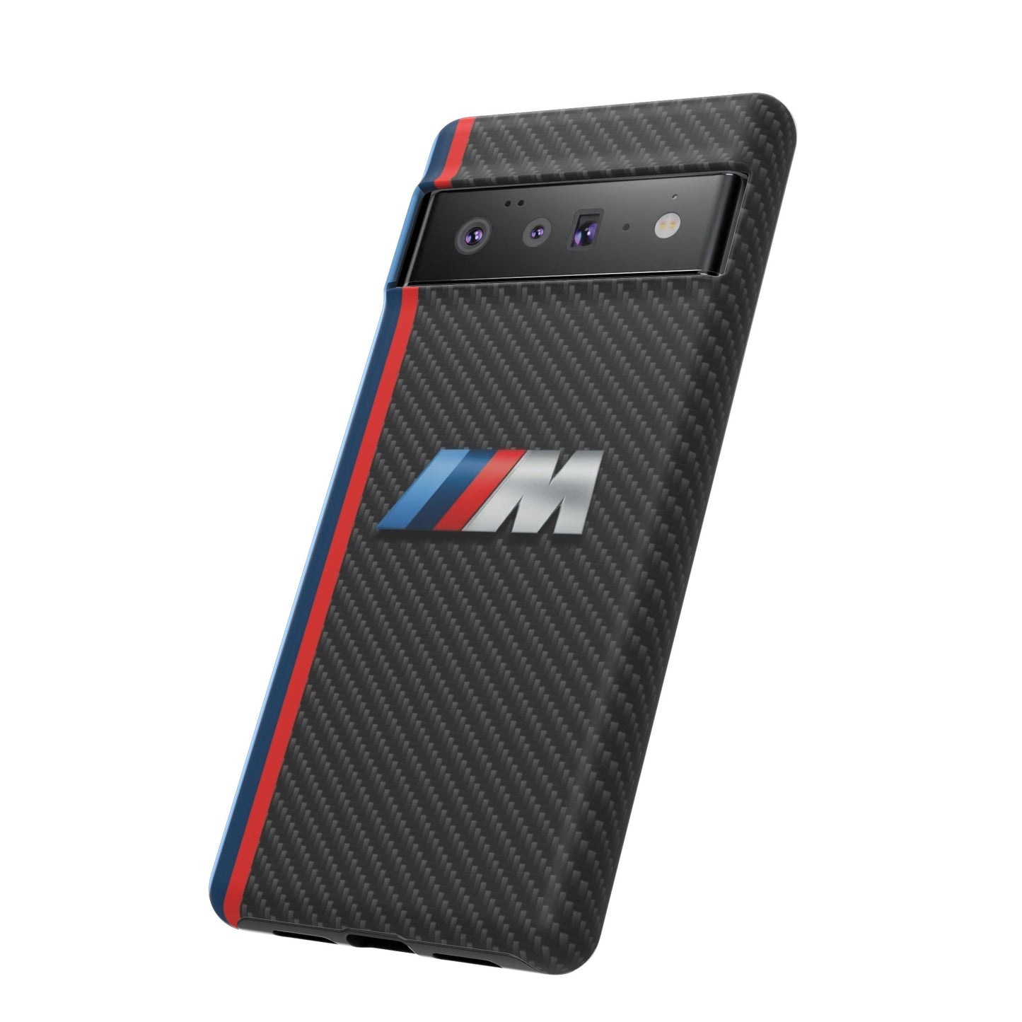 Phone Case - Black Tough Case for iPhones, Galaxy, Pixel, Blue And Red Stripes, BMW M Series