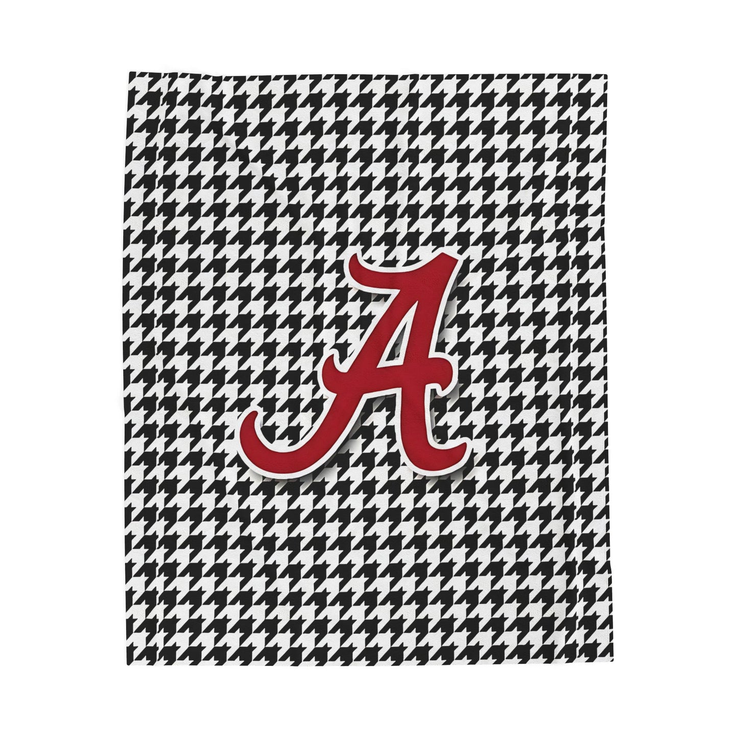 Houndstooth Check Pattern Cozy Velveteen Plush Blanket - Home Decor