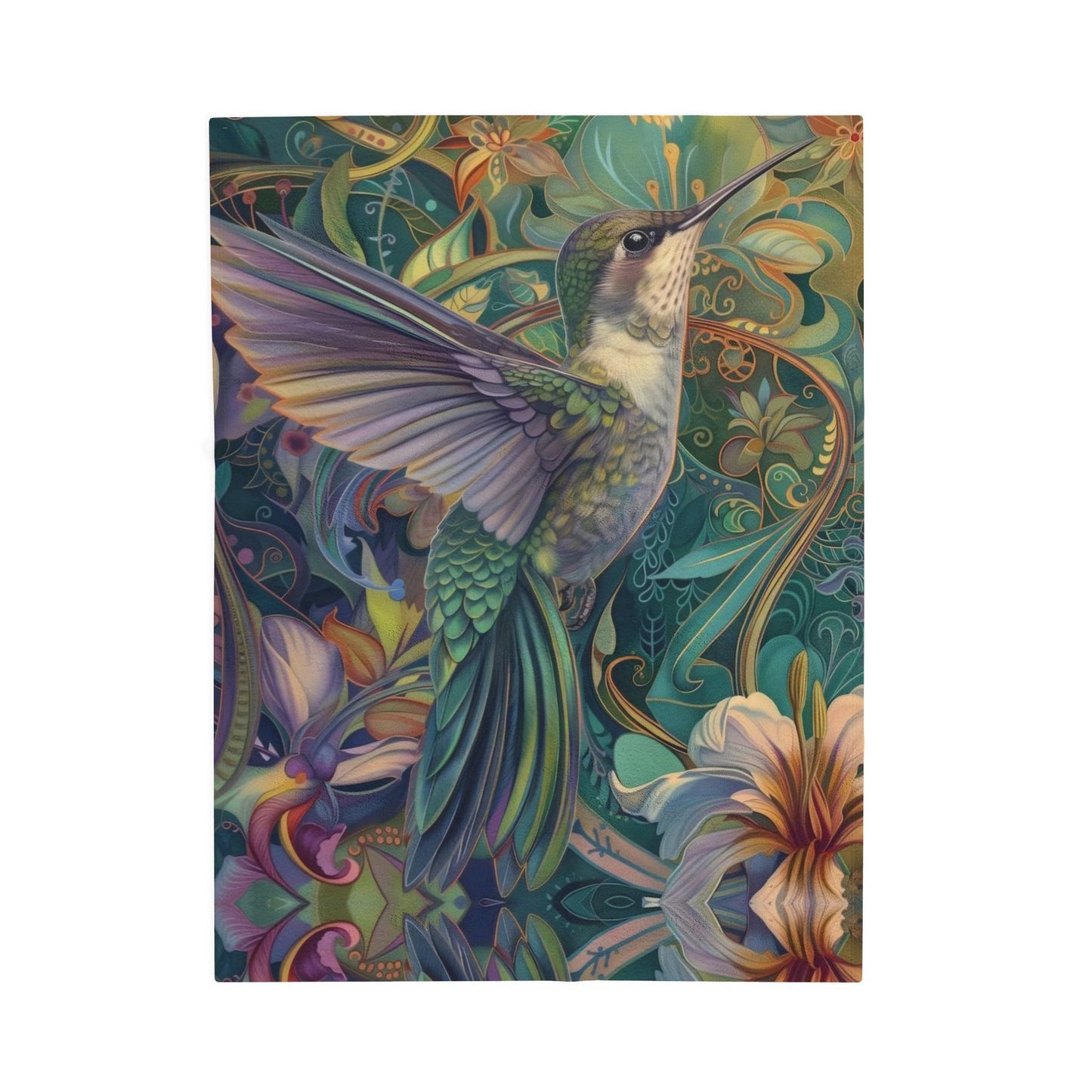 Hummingbird Velveteen Plush Thin Blanket Cozy Home Decor, Gift for Nature Bird