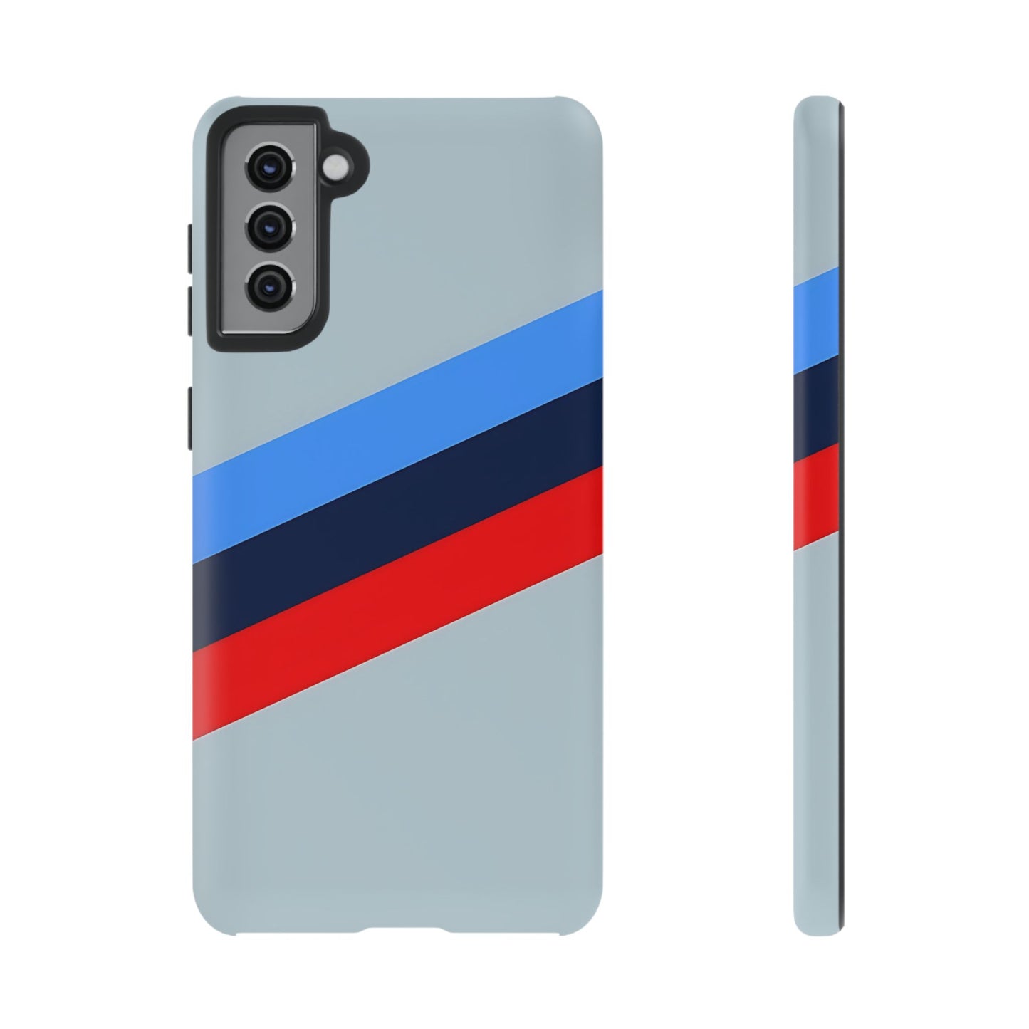 Gray Tough Case For iPhone, Samsung Galaxy and Google Pixel, Blue & Red Stripe