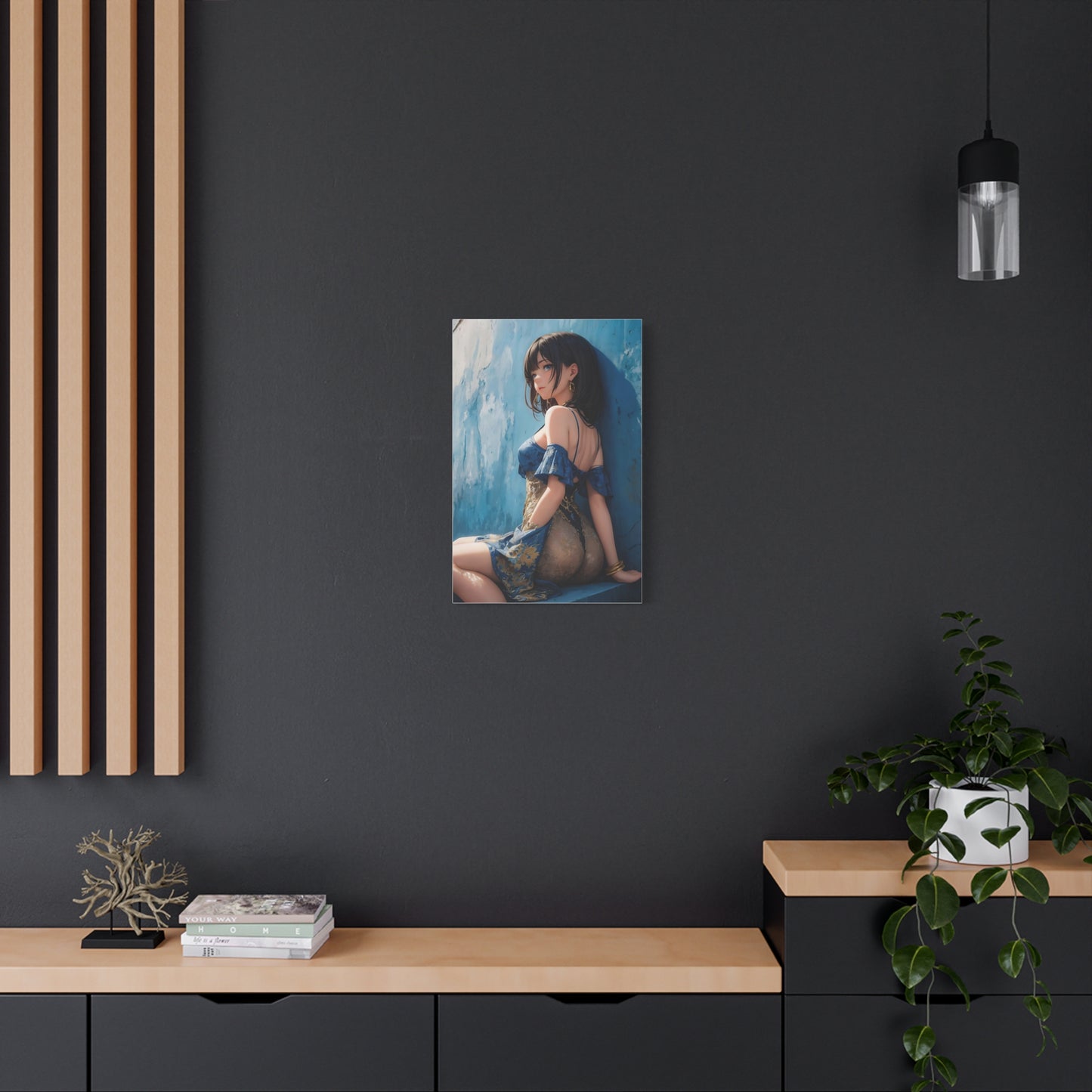 Anime Girl Beachside Matte Canvas Print — Stretched 1.25"