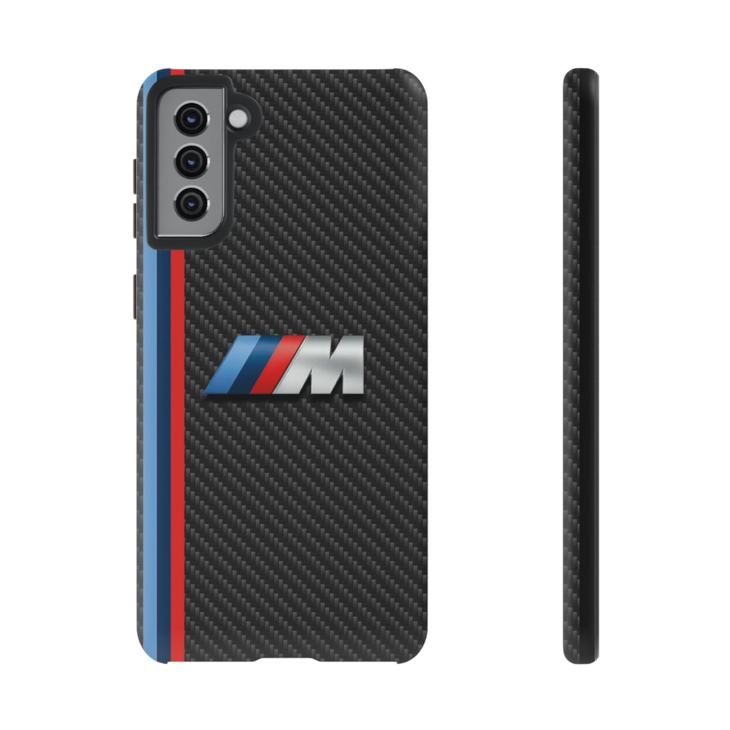 Phone Case - Black Tough Case for iPhones, Galaxy, Pixel, Blue And Red Stripes, BMW M Series