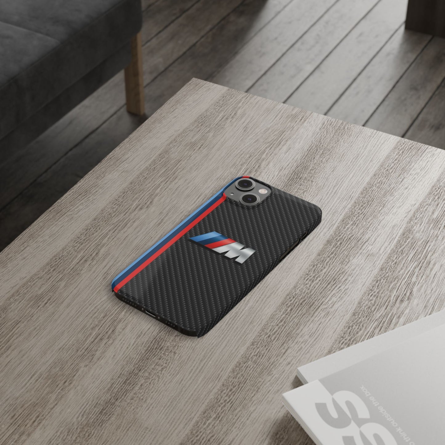 Black iPhone Slim Case, Blue And Red Stripes, BMW M Series