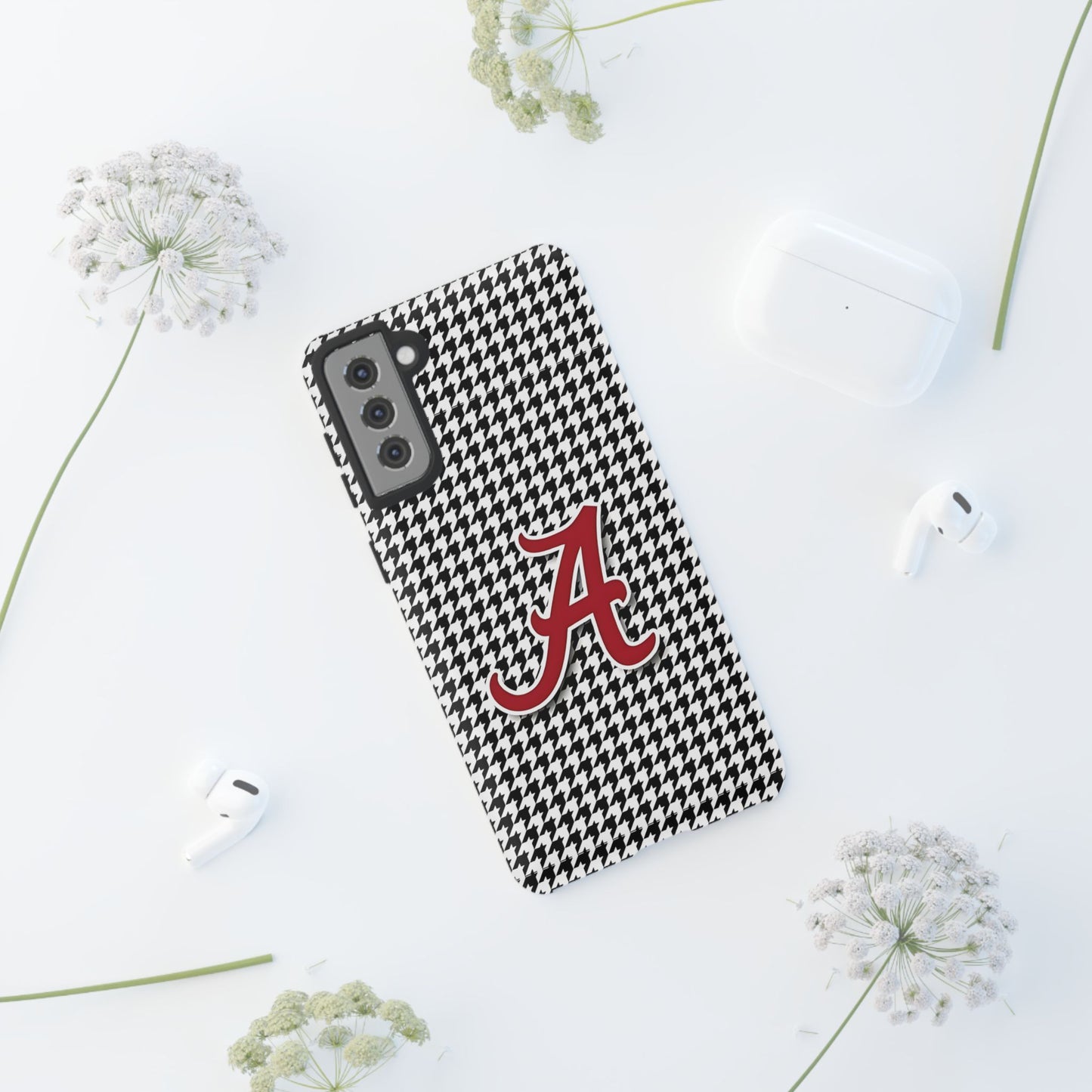 Alabama Houndstooth Phone Case, Tough Cases, College RTR Fan Gear, Initial A
