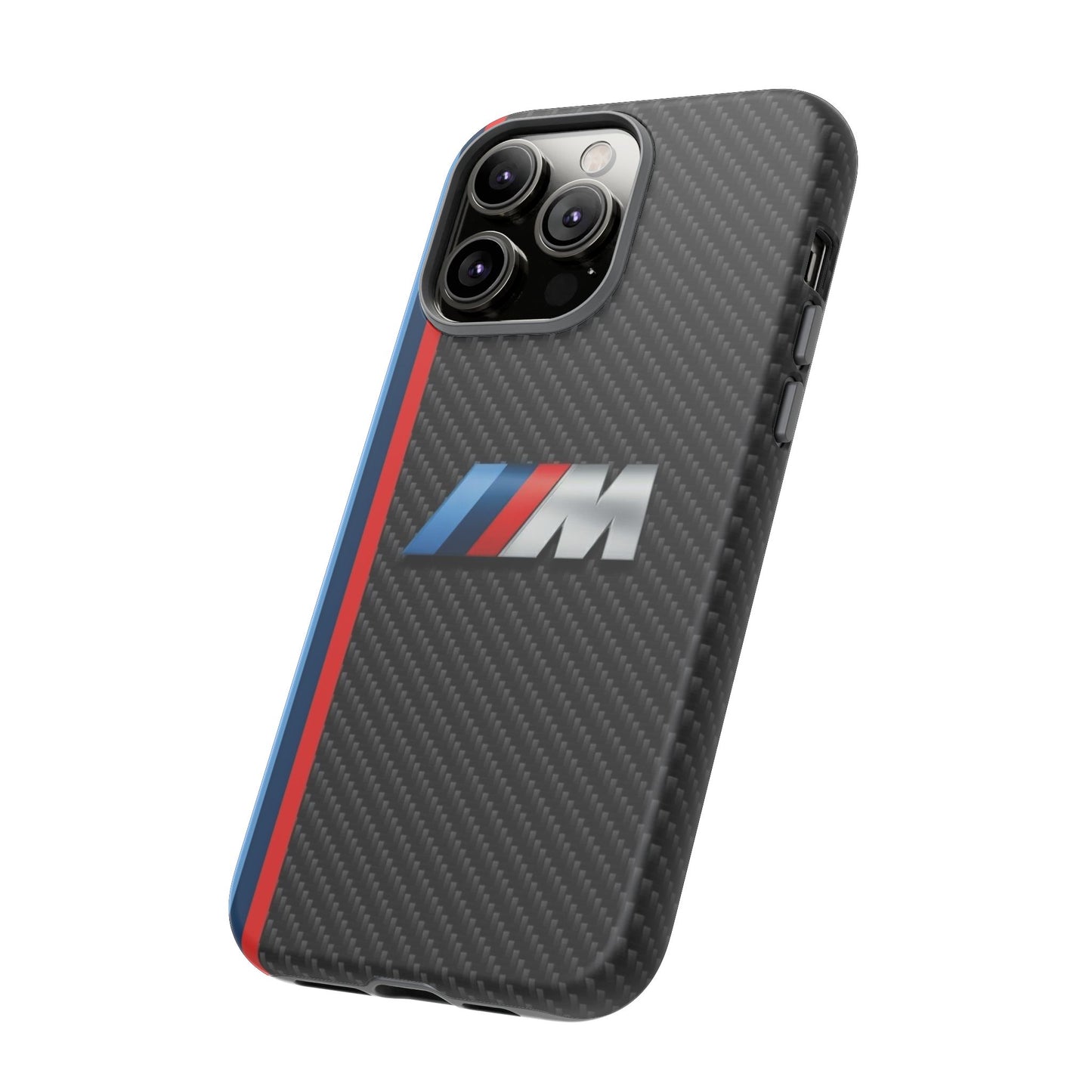 Phone Case - Black Tough Case for iPhones, Galaxy, Pixel, Blue And Red Stripes, BMW M Series