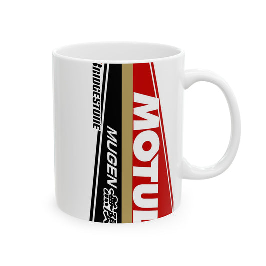 Racing Stripe Ceramic Mug — Motul & Bridgestone Motorsport Coffee Cup (11oz/15oz)