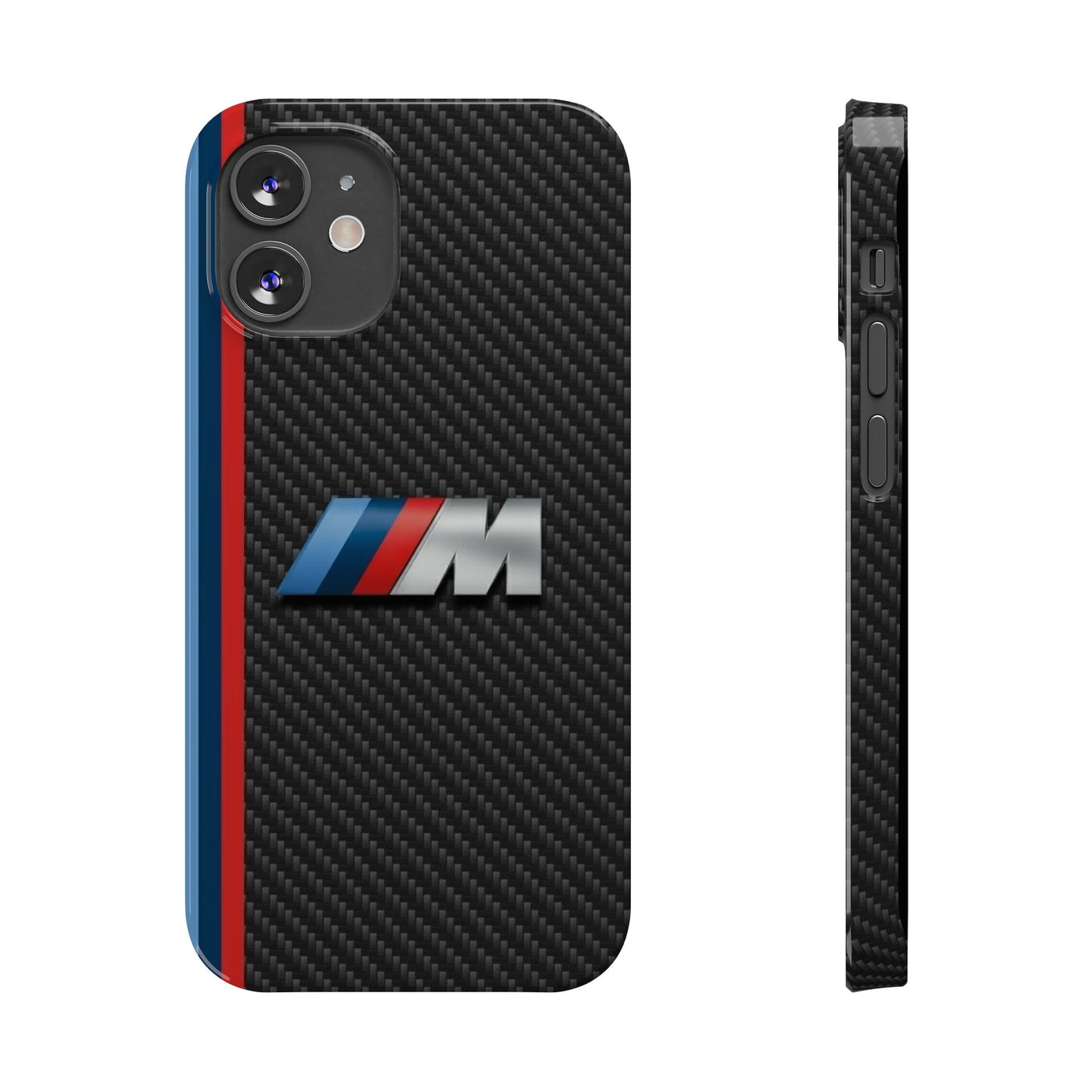 Black iPhone Slim Case, Blue And Red Stripes, BMW M Series