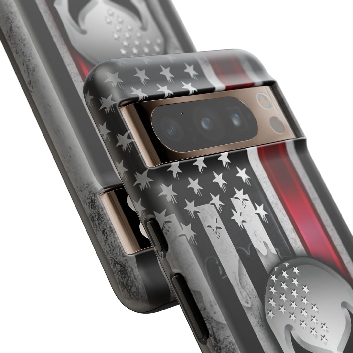 Tough Cases For iPhone, Galaxy and Pixel,  Thin Red Line, Jake Skull Design