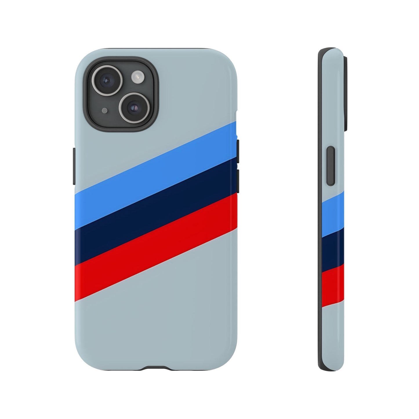 Gray Tough Case For iPhone, Samsung Galaxy and Google Pixel, Blue & Red Stripe