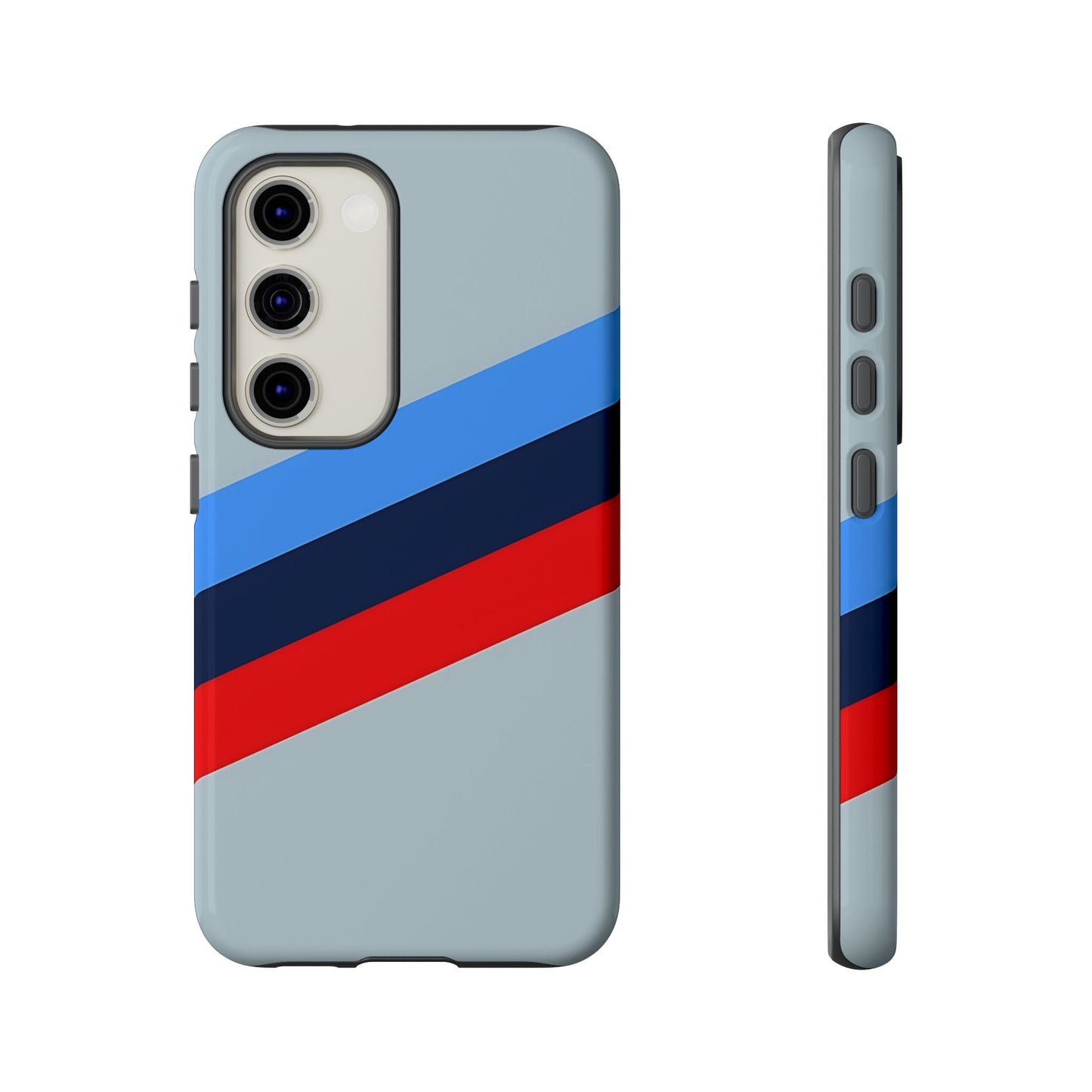 Gray Tough Case For iPhone, Samsung Galaxy and Google Pixel, Blue & Red Stripe
