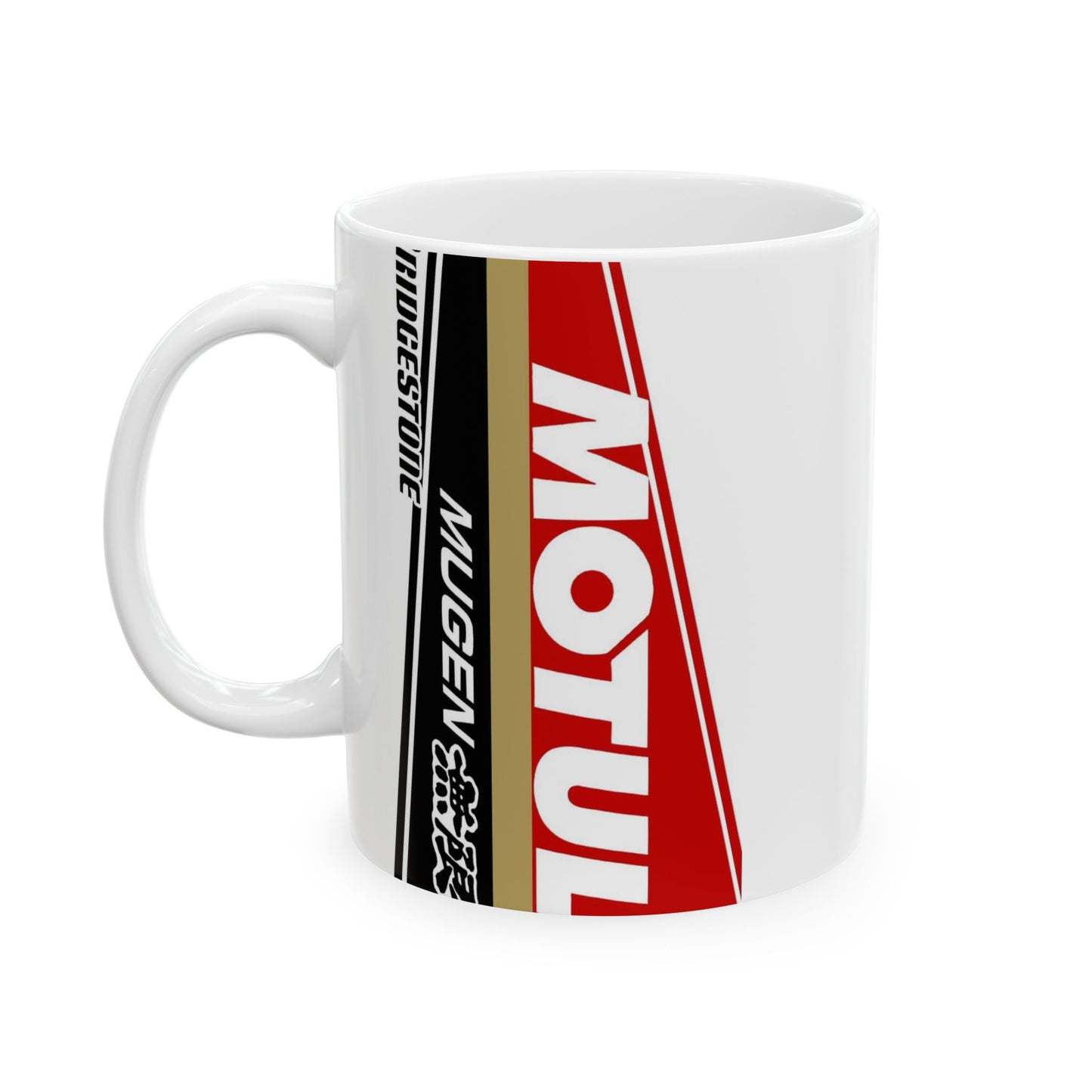 Racing Stripe Ceramic Mug — Motul & Bridgestone Motorsport Coffee Cup (11oz/15oz)