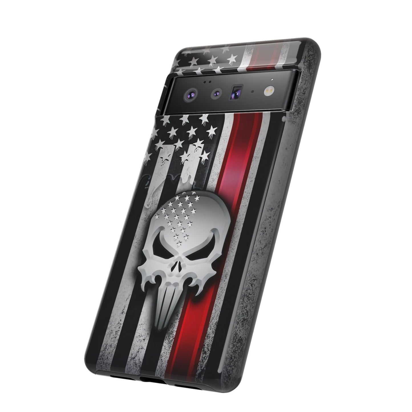 Tough Cases For iPhone, Galaxy and Pixel,  Thin Red Line, Jake Skull Design