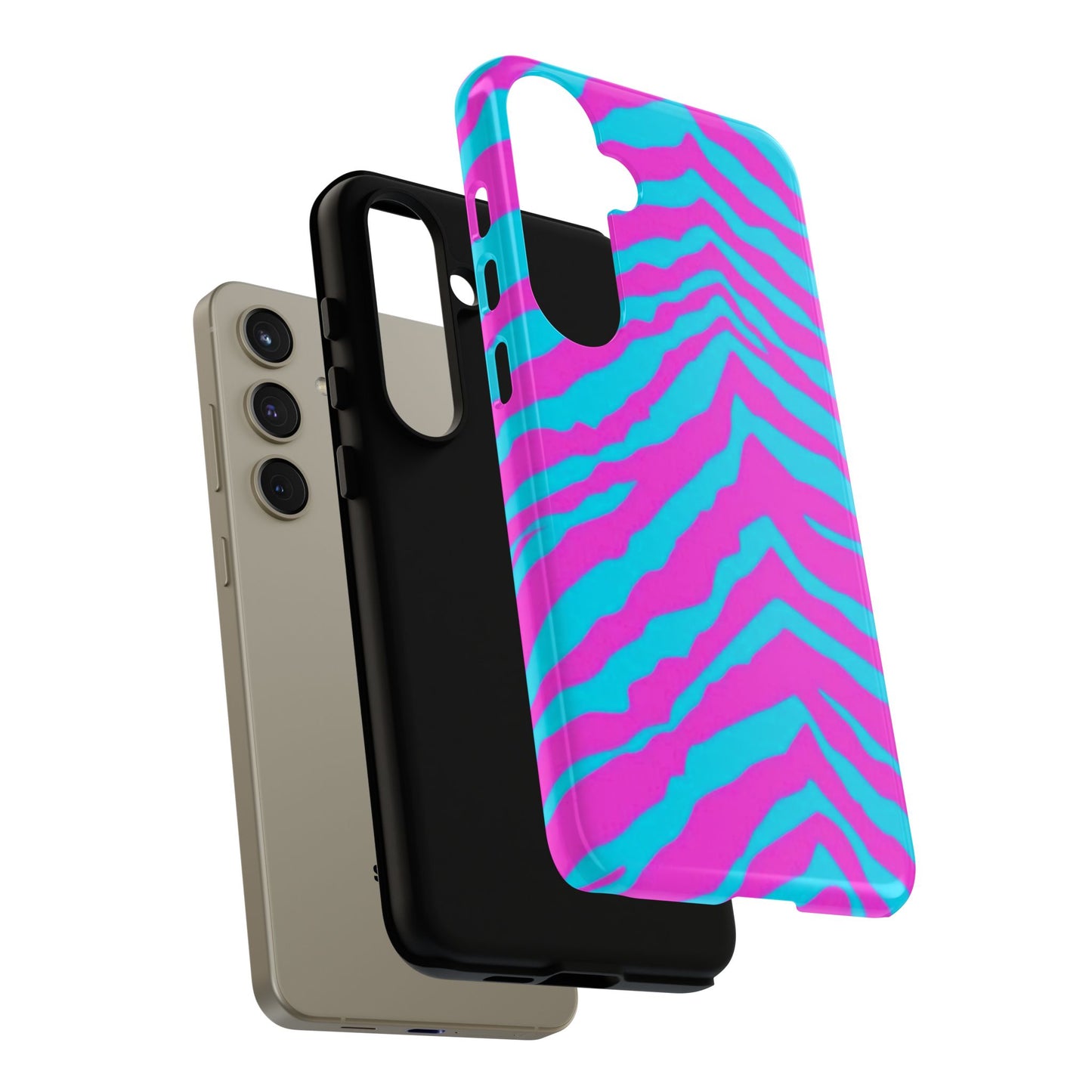 Animal Print Hot Pink And Teal Tough Case for iPhone, Galaxy and Google Pixel