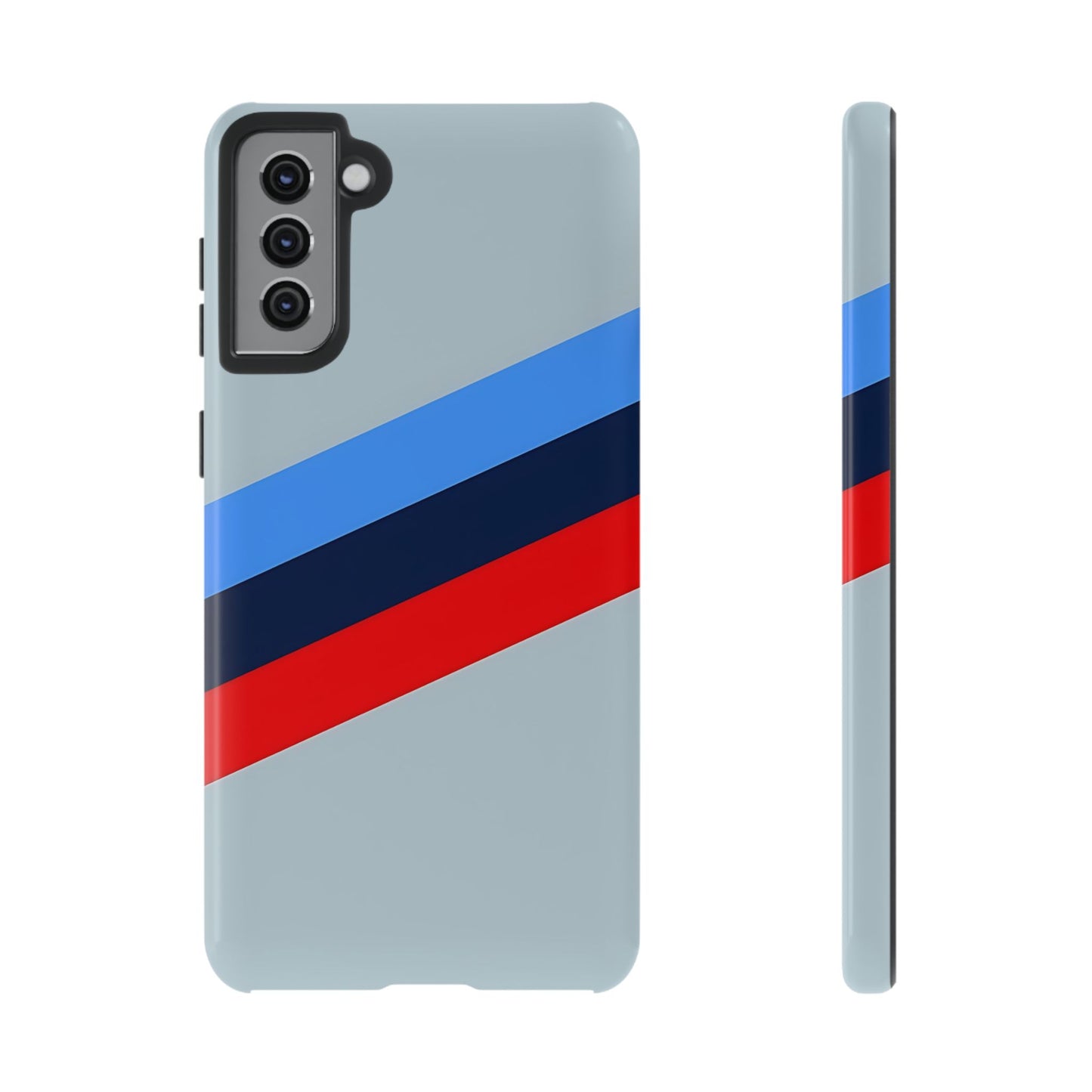 Gray Tough Case For iPhone, Samsung Galaxy and Google Pixel, Blue & Red Stripe