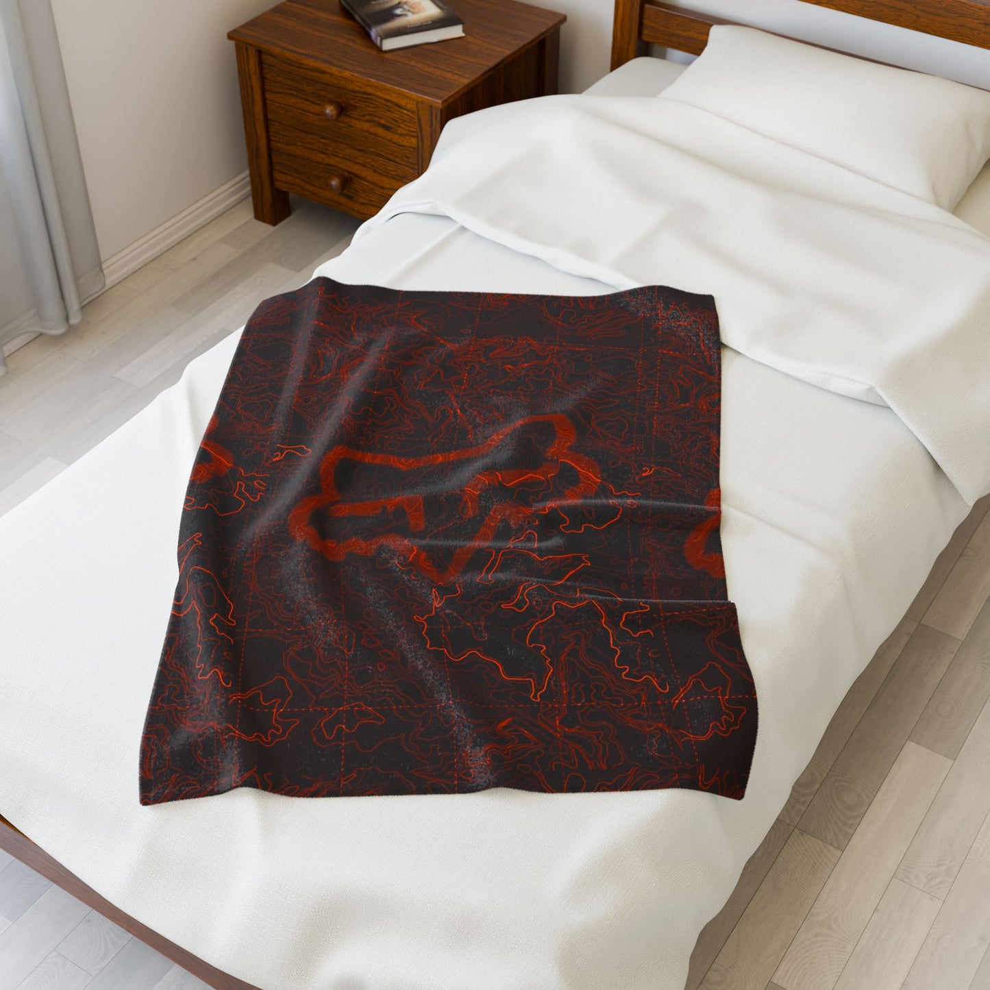 Fox Racing Logo Velveteen Plush Blanket— Camouflage MTB Throw