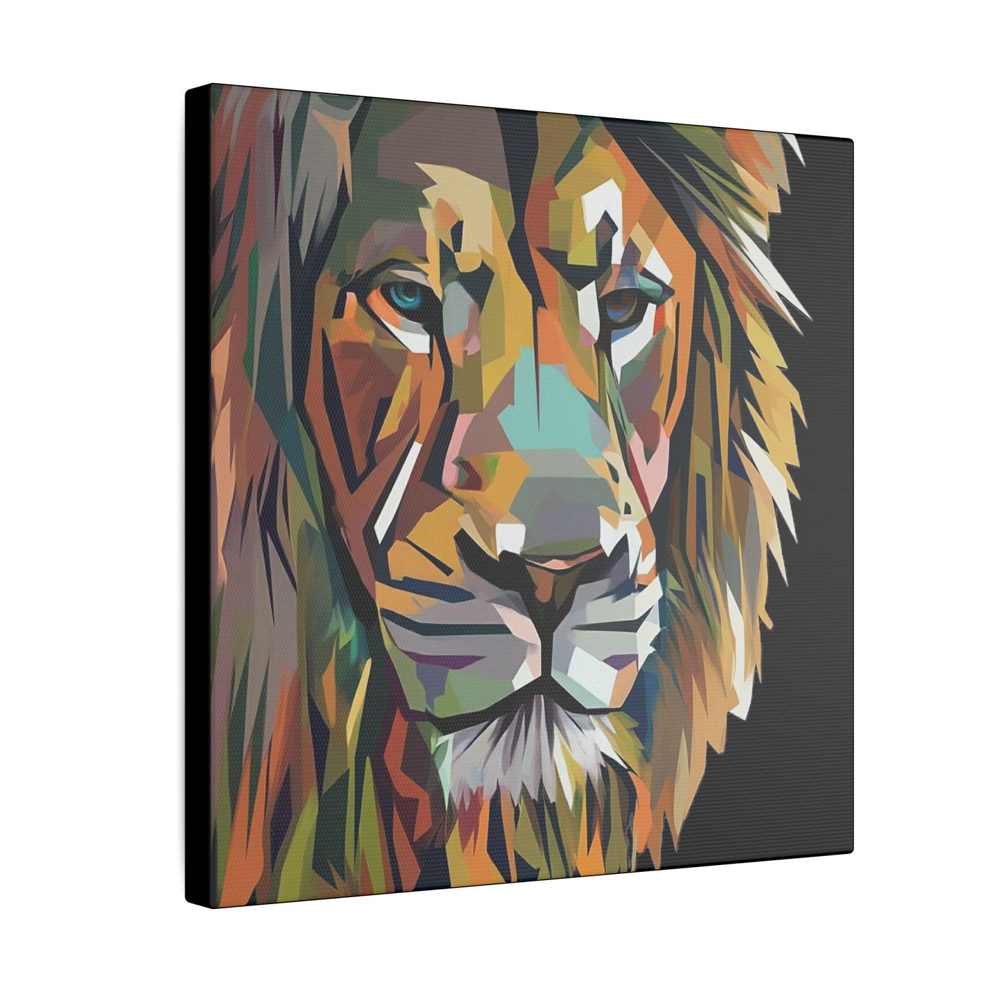 Geometric Lion Face Matte Canvas Print, Custom Wall Decor