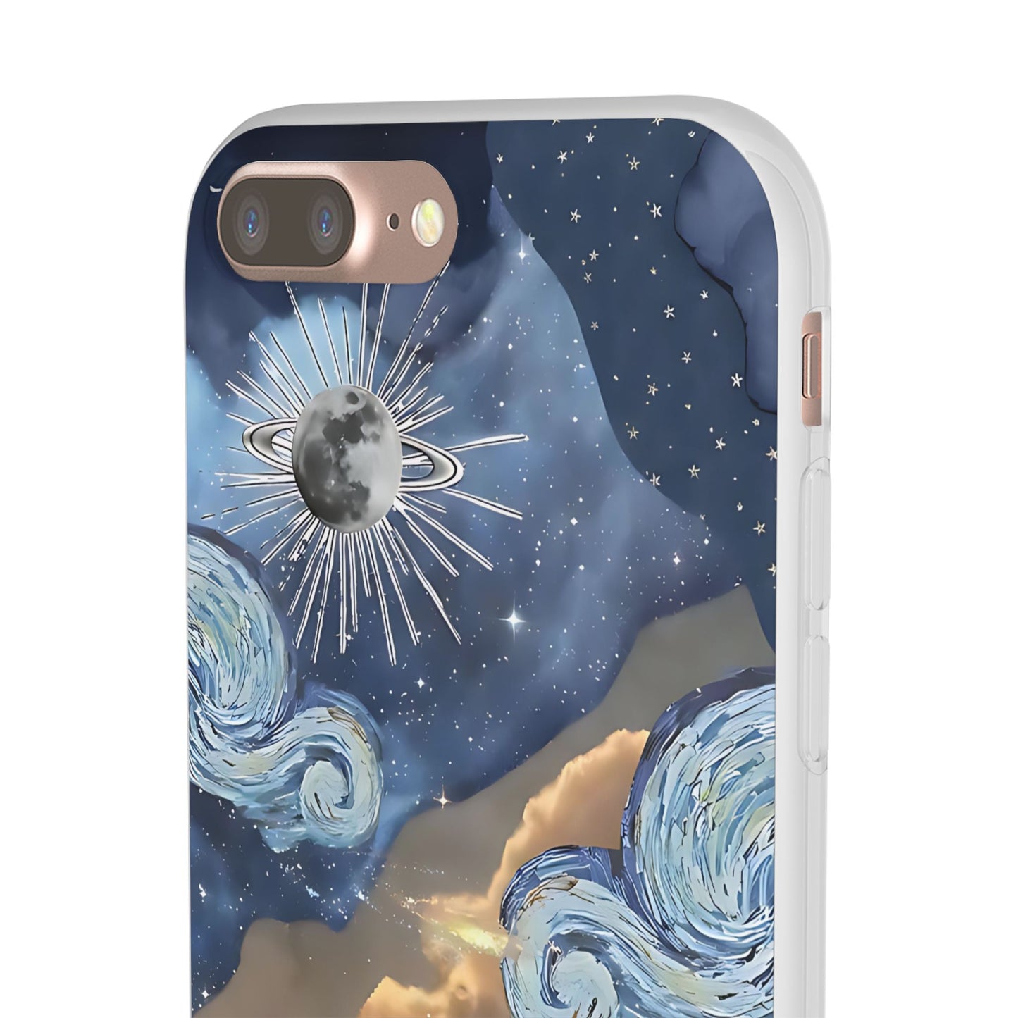 Celestial Flexi Case, Boho Phone Cover, Galaxy Protection, Starry Night Design,