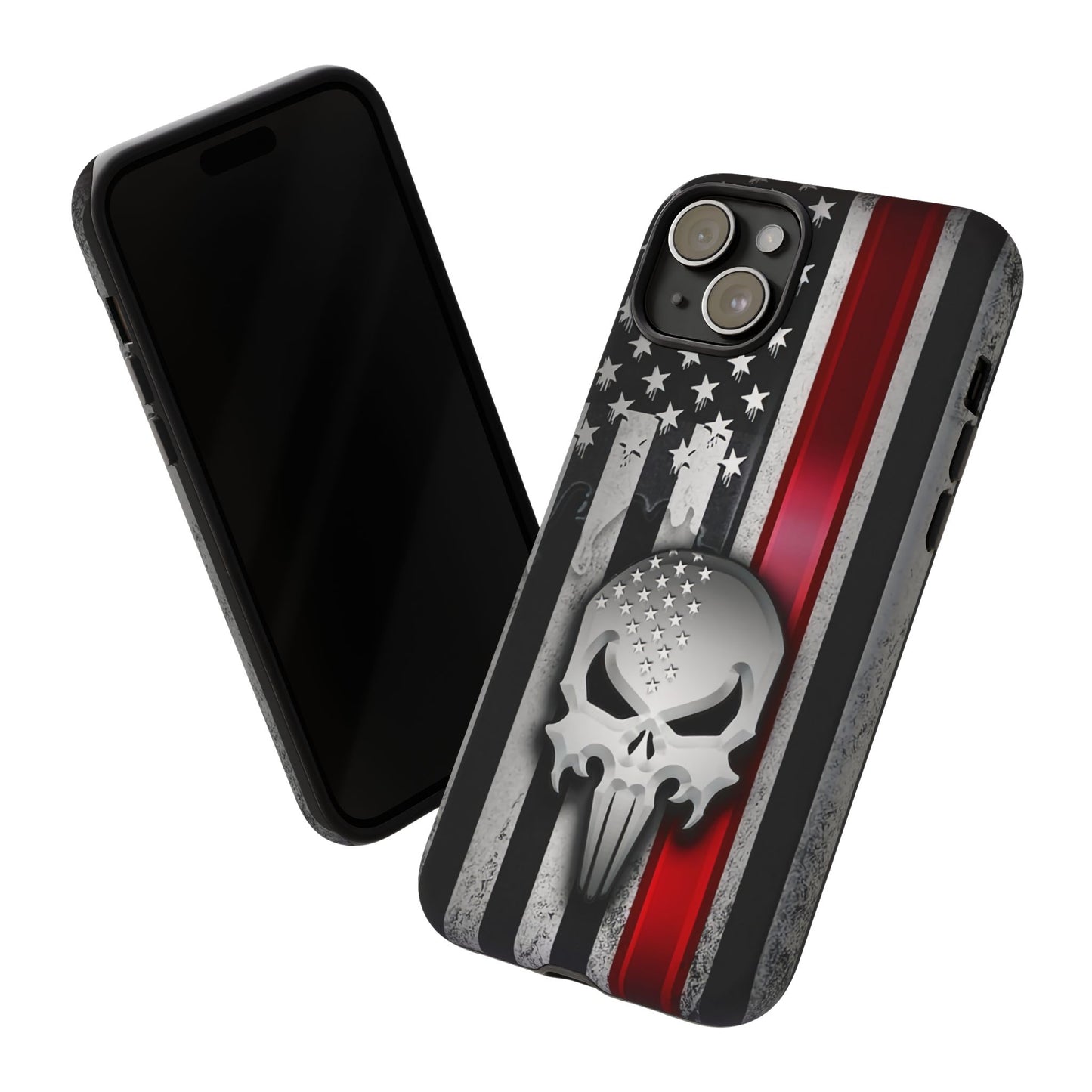 Tough Cases For iPhone, Galaxy and Pixel,  Thin Red Line, Jake Skull Design