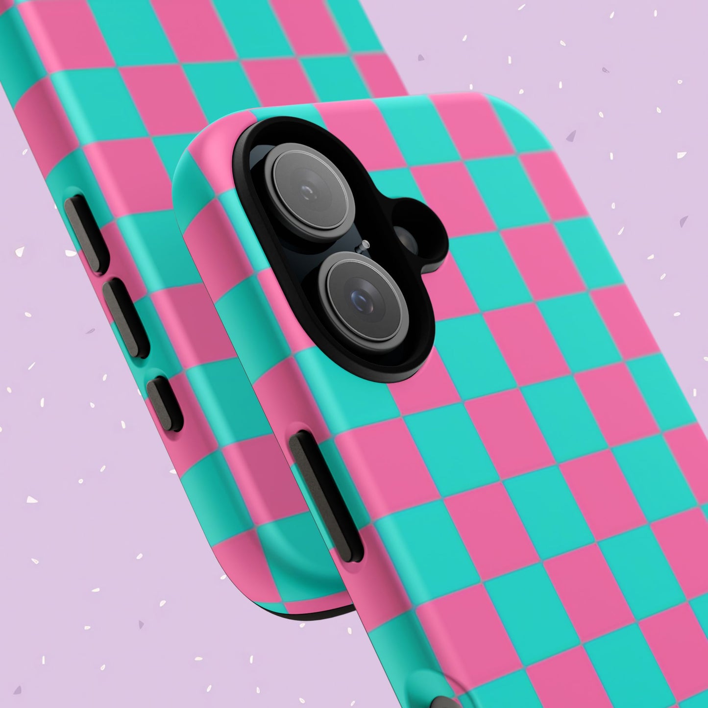 Hot Pink And Teal Checker Pattern Tough Case for iPhone, Galaxy Phones and Google Pixel