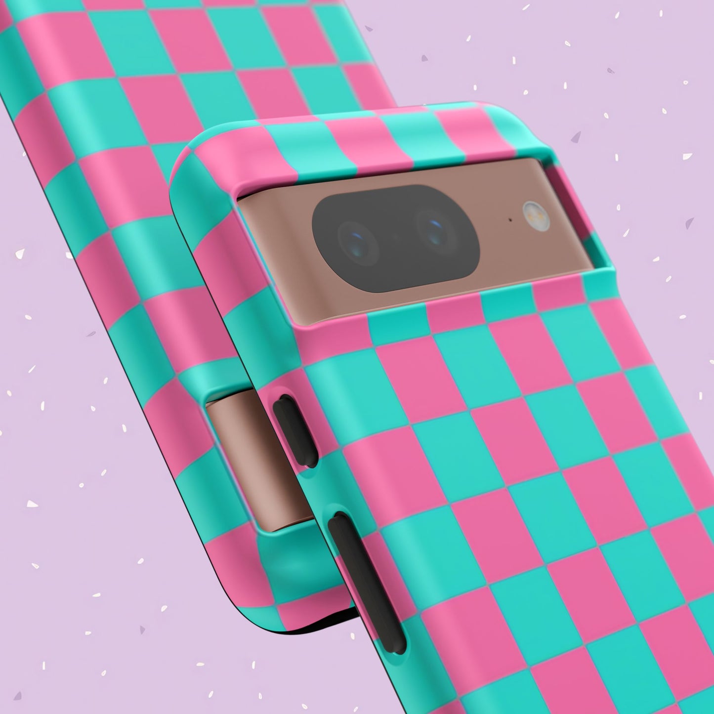Hot Pink And Teal Checker Pattern Tough Case for iPhone, Galaxy Phones and Google Pixel