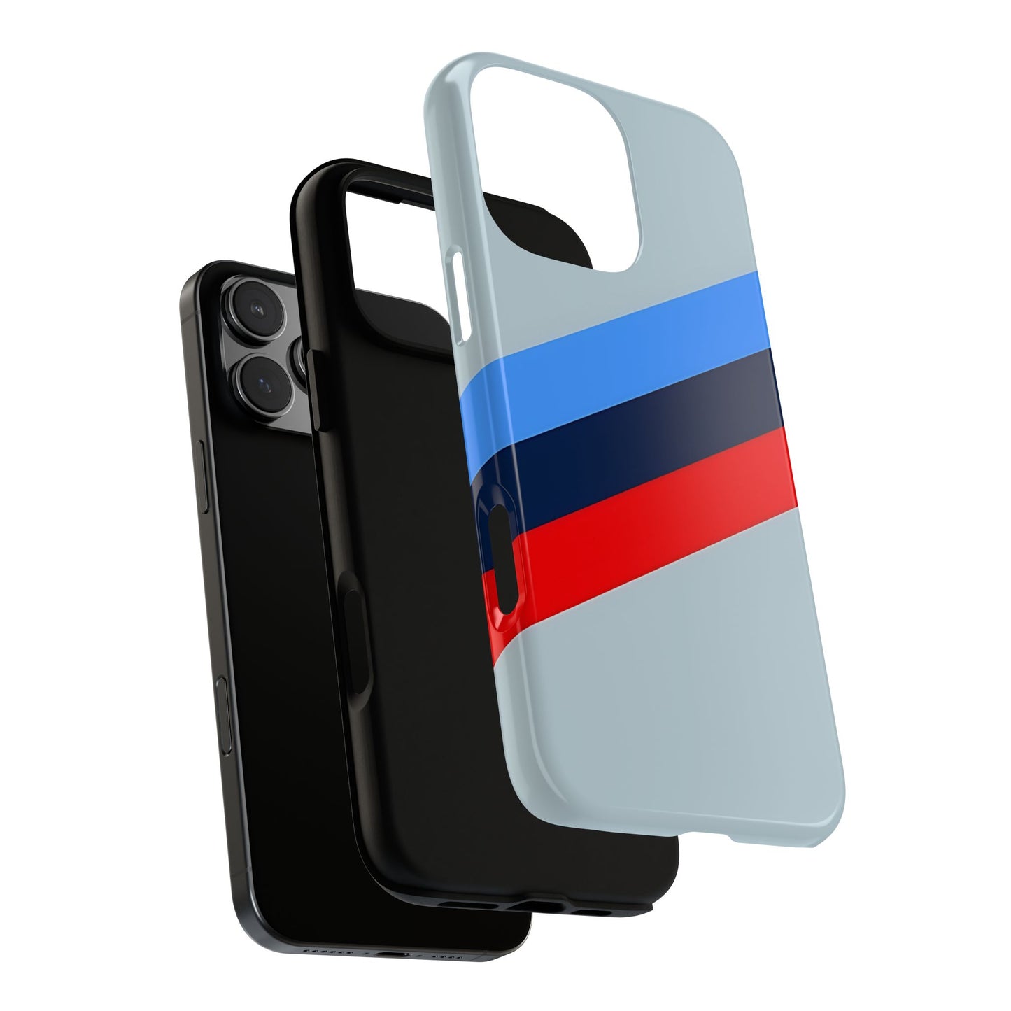 Gray Tough Case For iPhone, Samsung Galaxy and Google Pixel, Blue & Red Stripe