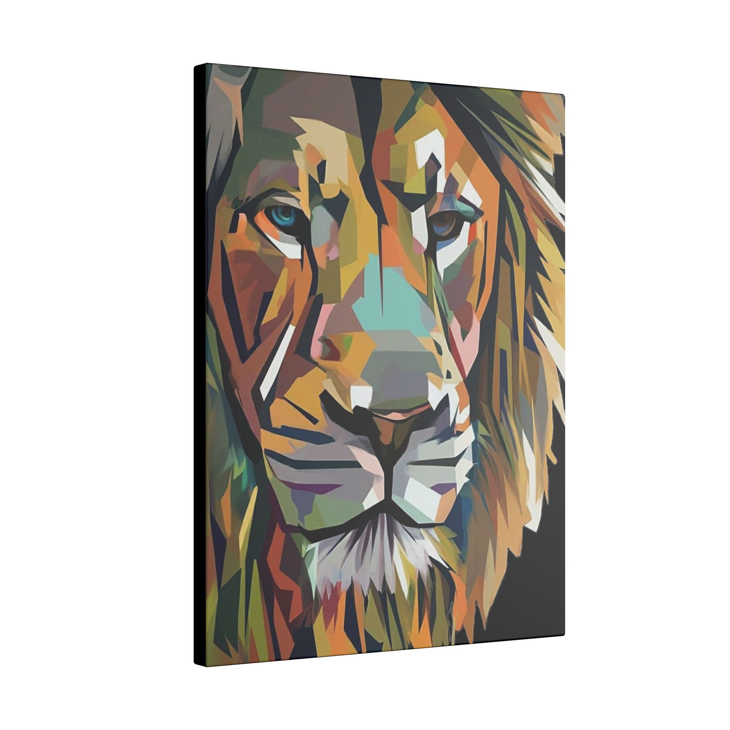 Geometric Lion Face Matte Canvas Print, Custom Wall Decor