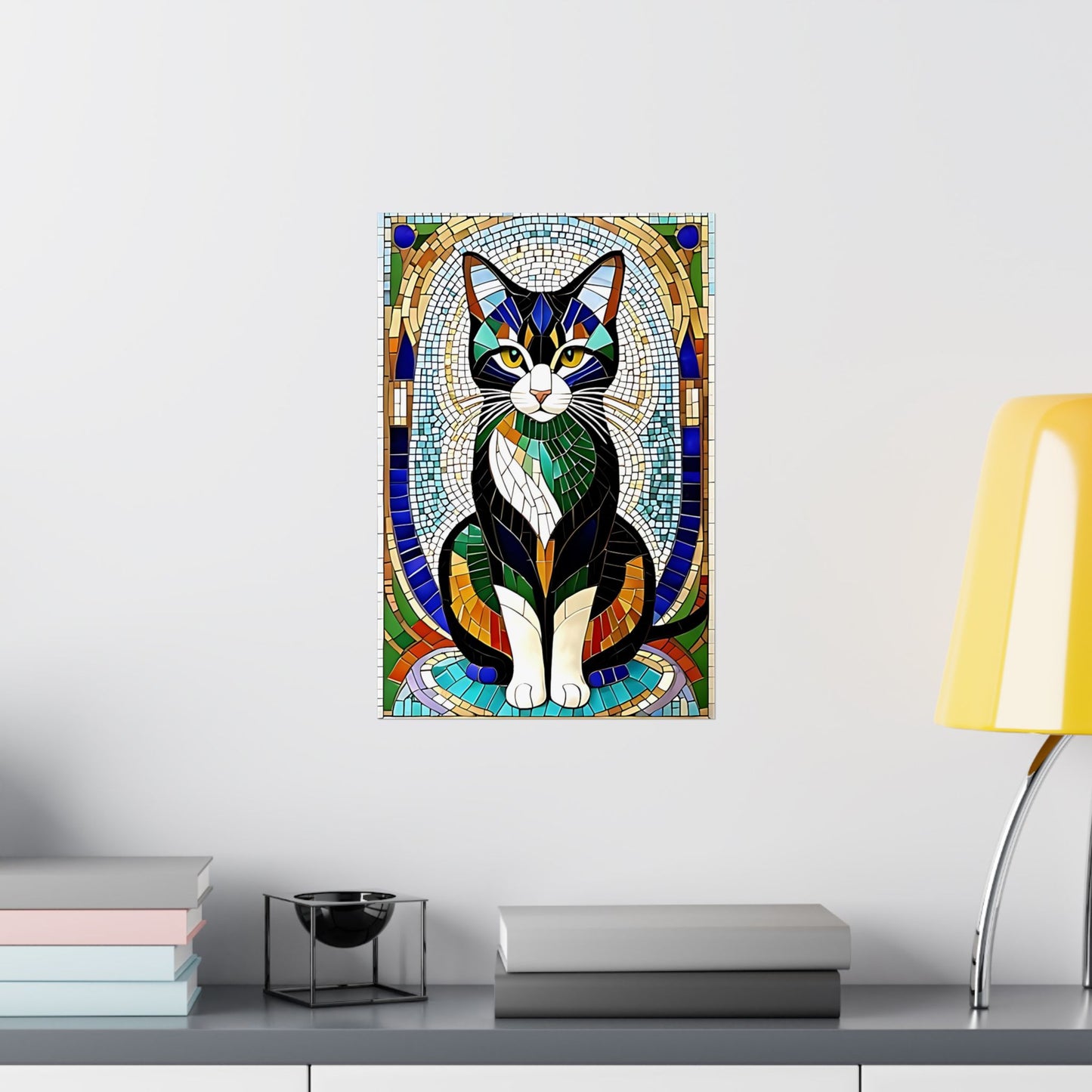 Mosaic Tile Cat Matte Vertical Posters Unique Wall Decor
